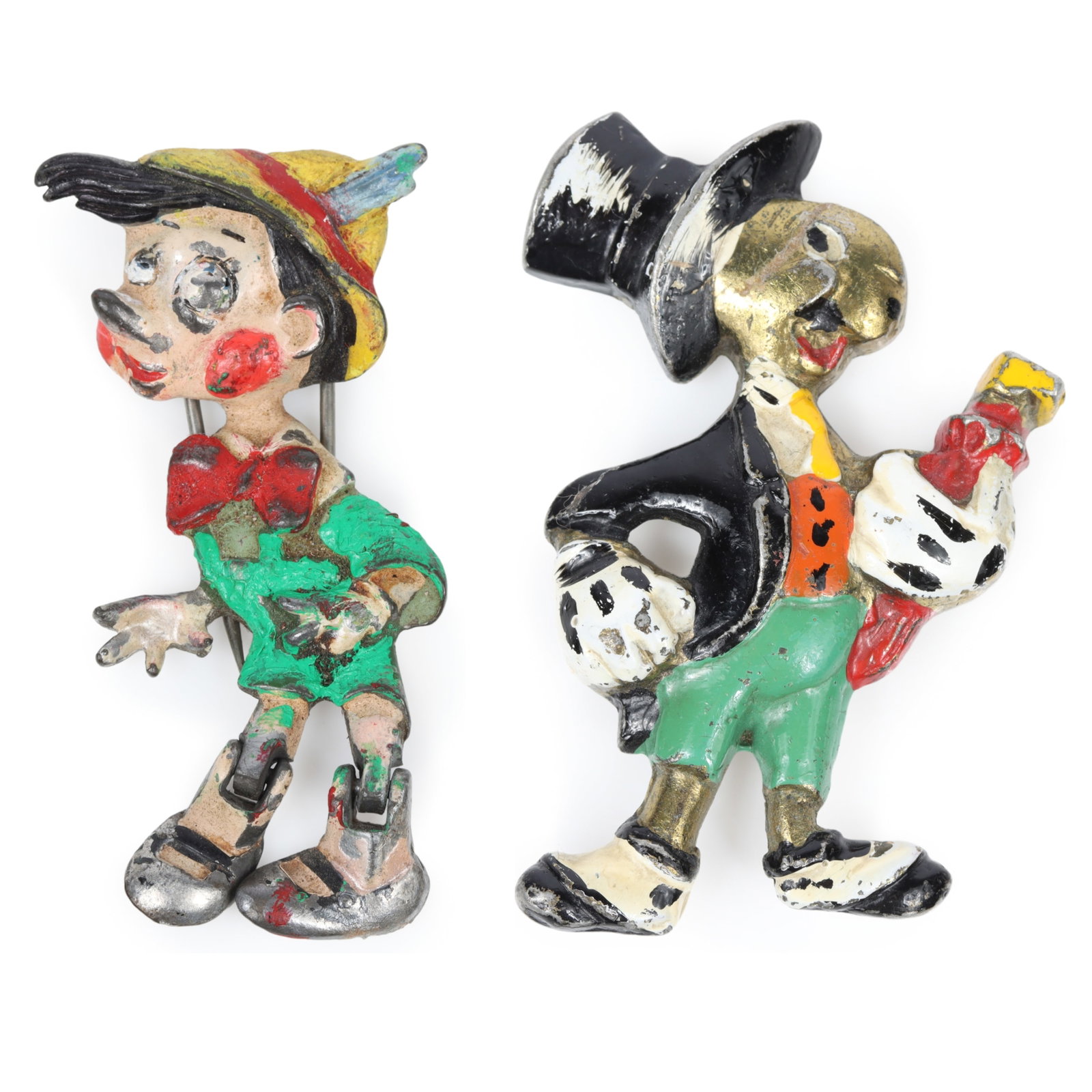 Rare 1940's Pinocchio fur clip with moveable articulated legs and 1940's Jiminy Cricket painted (1 of 18)