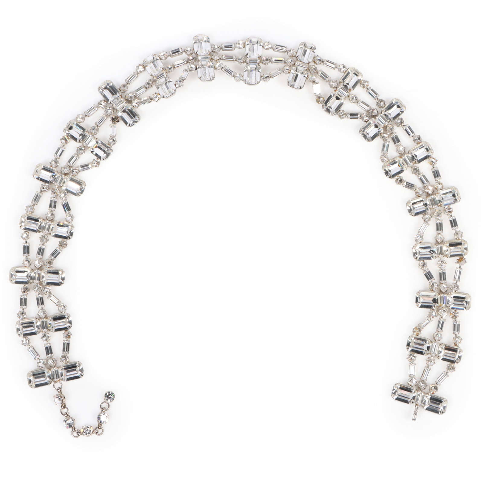 Schreiner fabulous foiled rhinestone crystal belt, unsigned 32 1/2"L x 1 3/4"W (1 of 7)