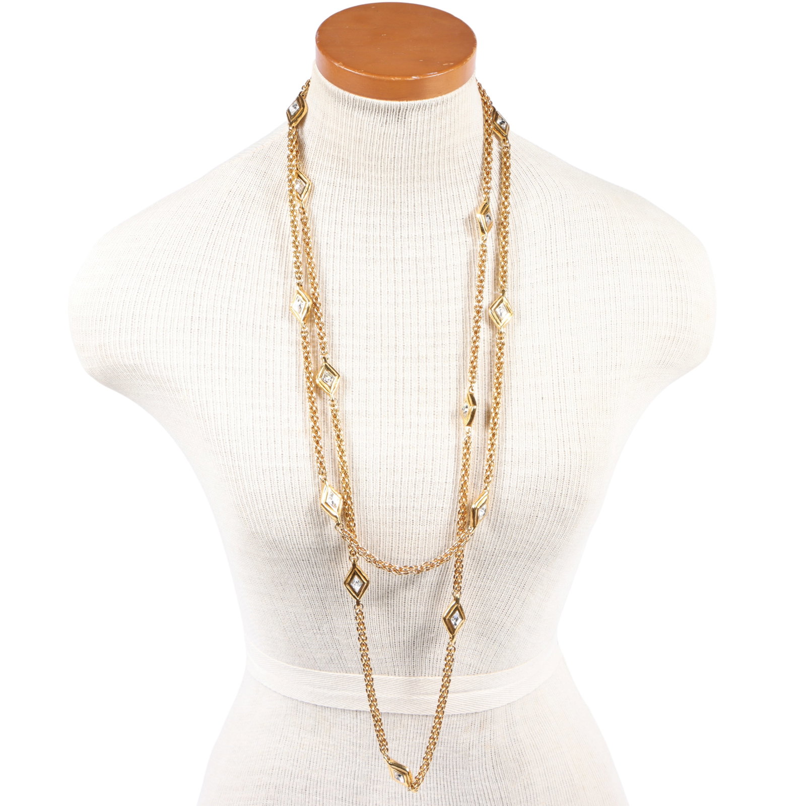 Chanel super long necklace with crystal diamond decoration 70"Lx 5/8"W (1 of 8)