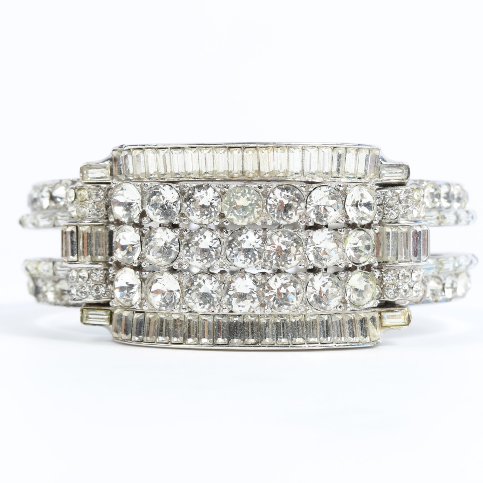 Heavy Coro diamante rhinestone bracelet 6"L x 1 1/8"W x 2 1/2"Inner Dia. (1 of 12)