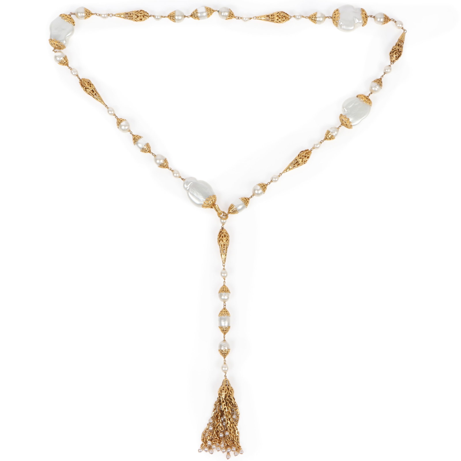 Chanel heavy faux pearl sautoir necklace with fringe, from the 1996 Autumn Collection 43"L X 9"Drop (1 of 8)