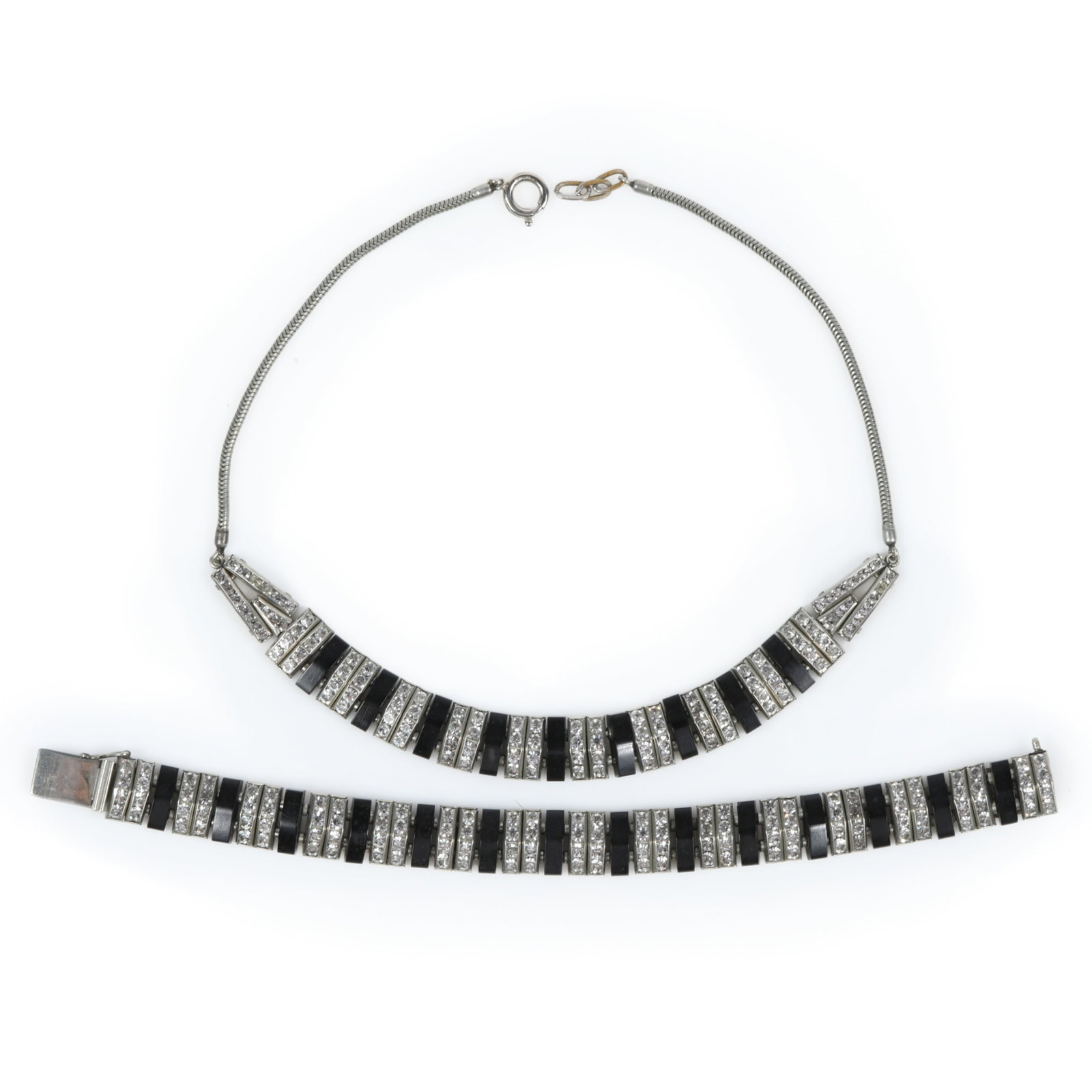 1930's Art Deco Machine Age German made Schreiber & Hiller "DoSo" demi parure with necklace and (1 of 16)
