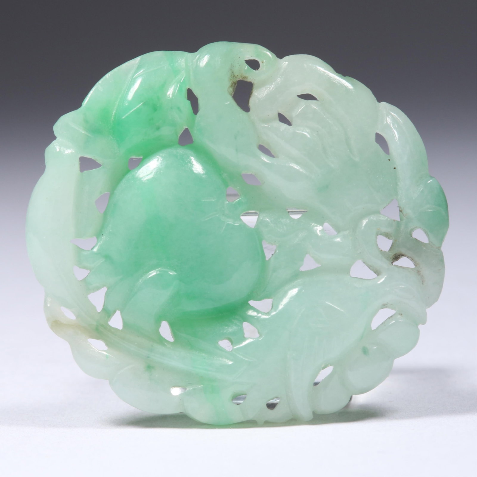 Chinese Qing Dynasty celadon and Apple Green Jadeite Jade Carved Openwork Phoenix and Gourd Blossom (1 of 11)