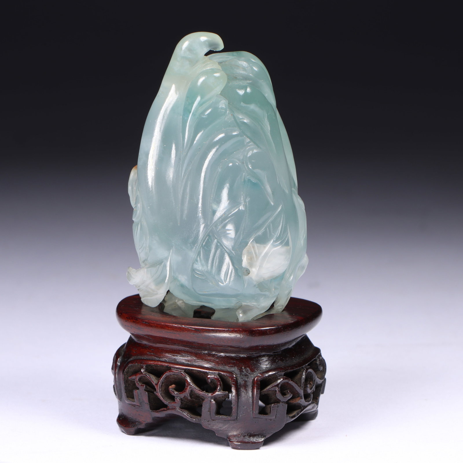Sky Blue Ice Chinese Jadeite Jade Figural Fully Carved Buddha's Hand Citron Symbolizing Prayer and: Sky Blue Ice Chinese Jadeite Jade Figural Fully Carved Buddha's Hand Citron Symbolizing Prayer and Divine Blessings Fine semi-translucency in excellent condition with no chips, nicks, cracks or abrasi