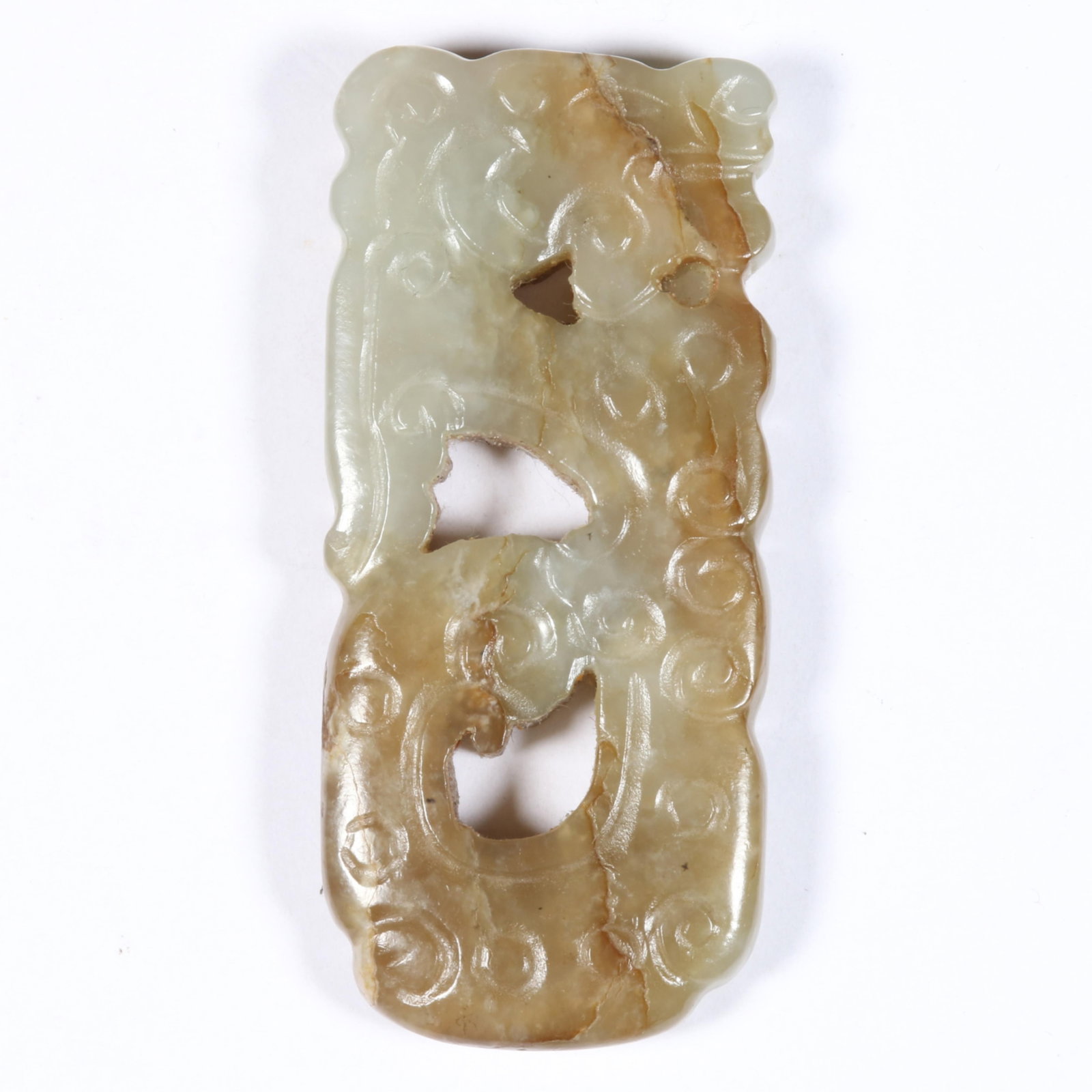 Chinese Han Dynasty Carved Nephrite Jade Figural Dragon ornament 2 3/8"H x 1"W x 3/8"D (1 of 16)