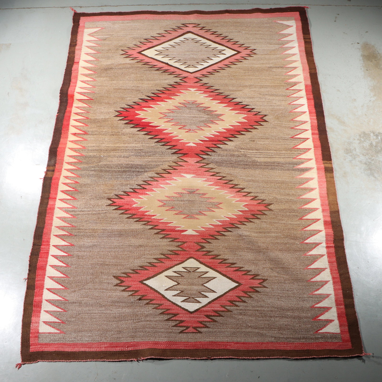Native American vintage Navajo wool eye dazzler blanket / rug weaving. 84 1/2"H x 58"W (1 of 15)