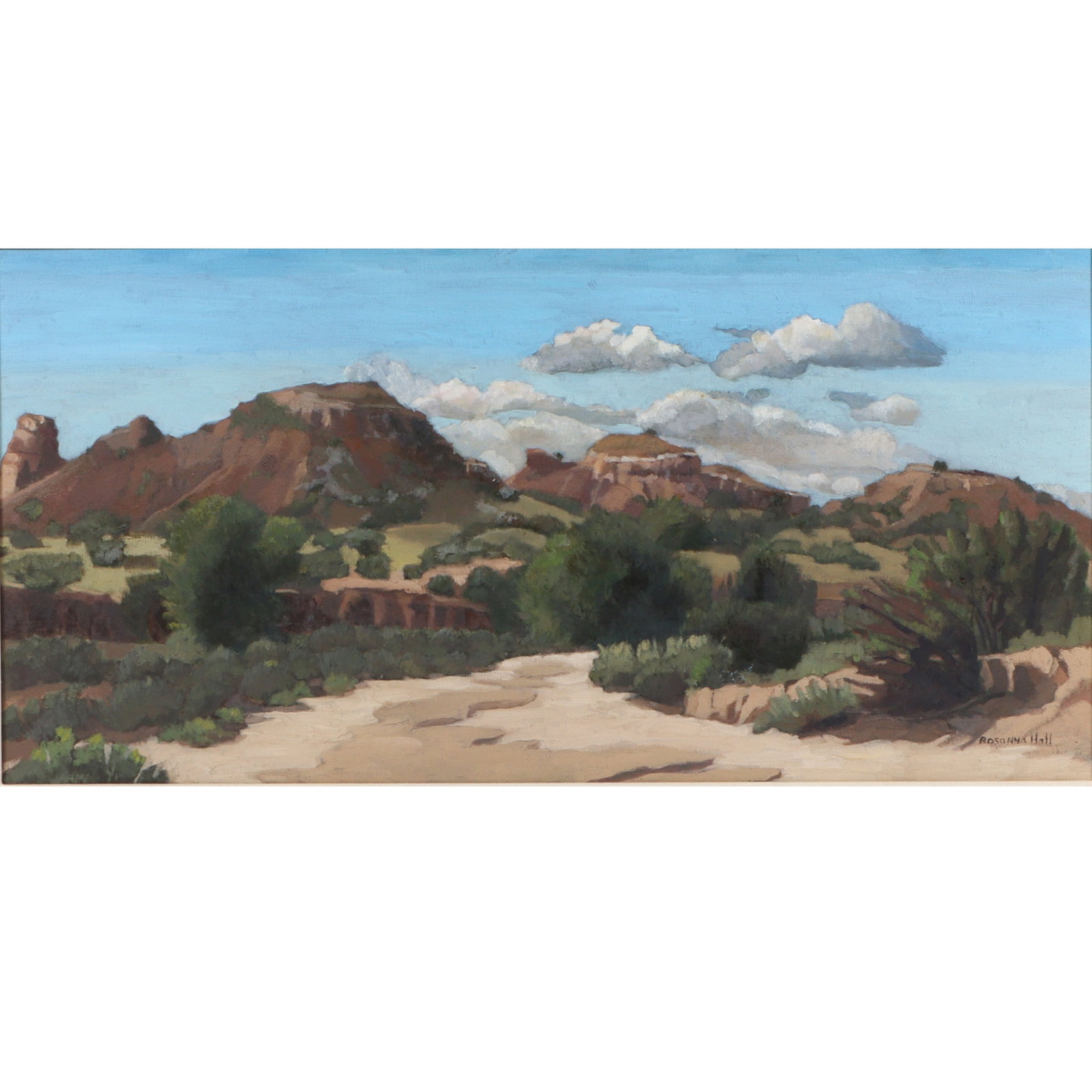 Rosanna Hardin Hall, Indiana (20th/21st century), Sentinels (Nambe Pueblo), oil on canvas, 18"H x (1 of 11)