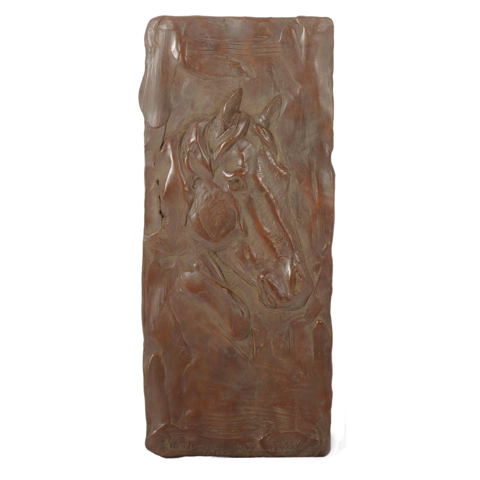 Curt Mattson, Arizona, California (b.1956), Smarty Pants, horse head, bronze bas relief wall hanging (1 of 9)