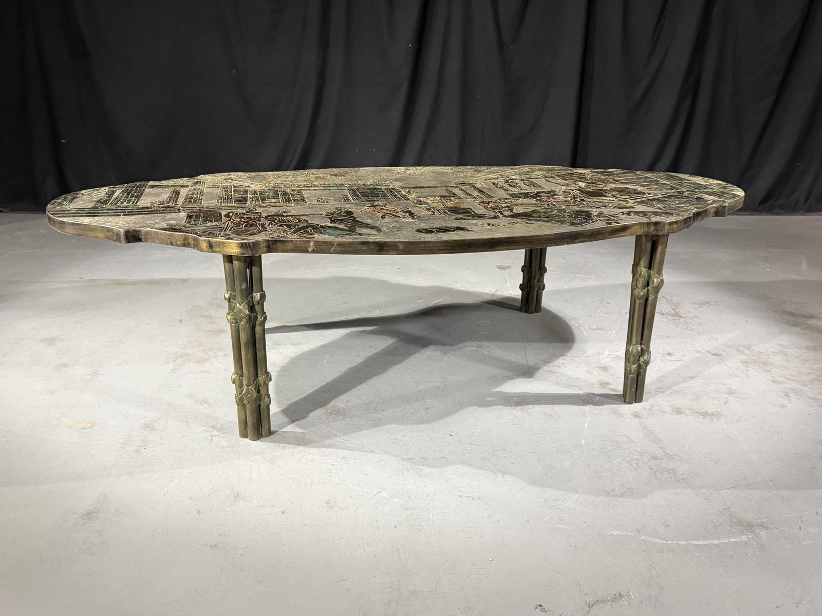 Rare Philip and Kelvin Laverne 'Odyssey' bronze coffee table 16 1/2"H 60 1/2?W x 31 1/2?D - 2