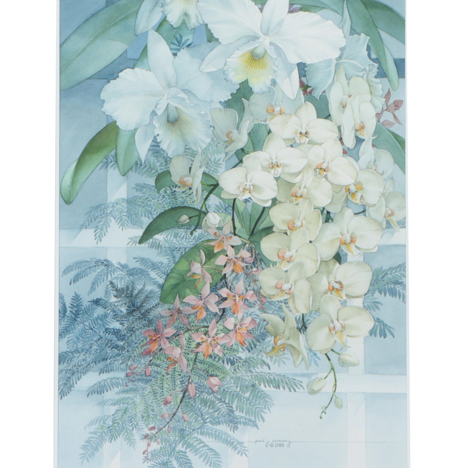 Paul J. Sweaney, Indiana (1927?2009), Orchid Composition, 1988, watercolor on paper, 21 1/4"H x 15 (1 of 15)