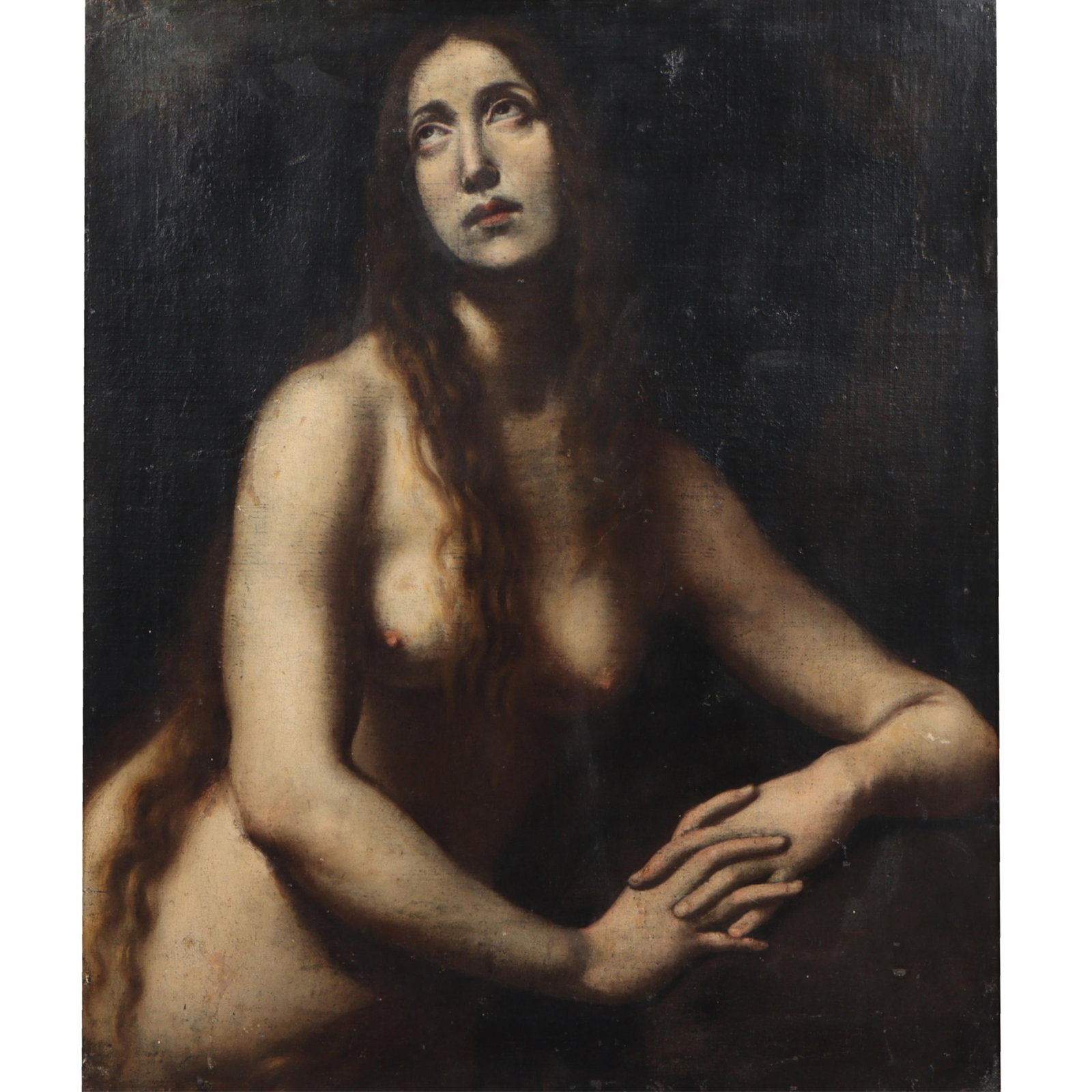 Penitent Magdalene oil painting after Cristofano Allori (Italian, 1577-1621) 24 1/2"H x 20 (1 of 13)