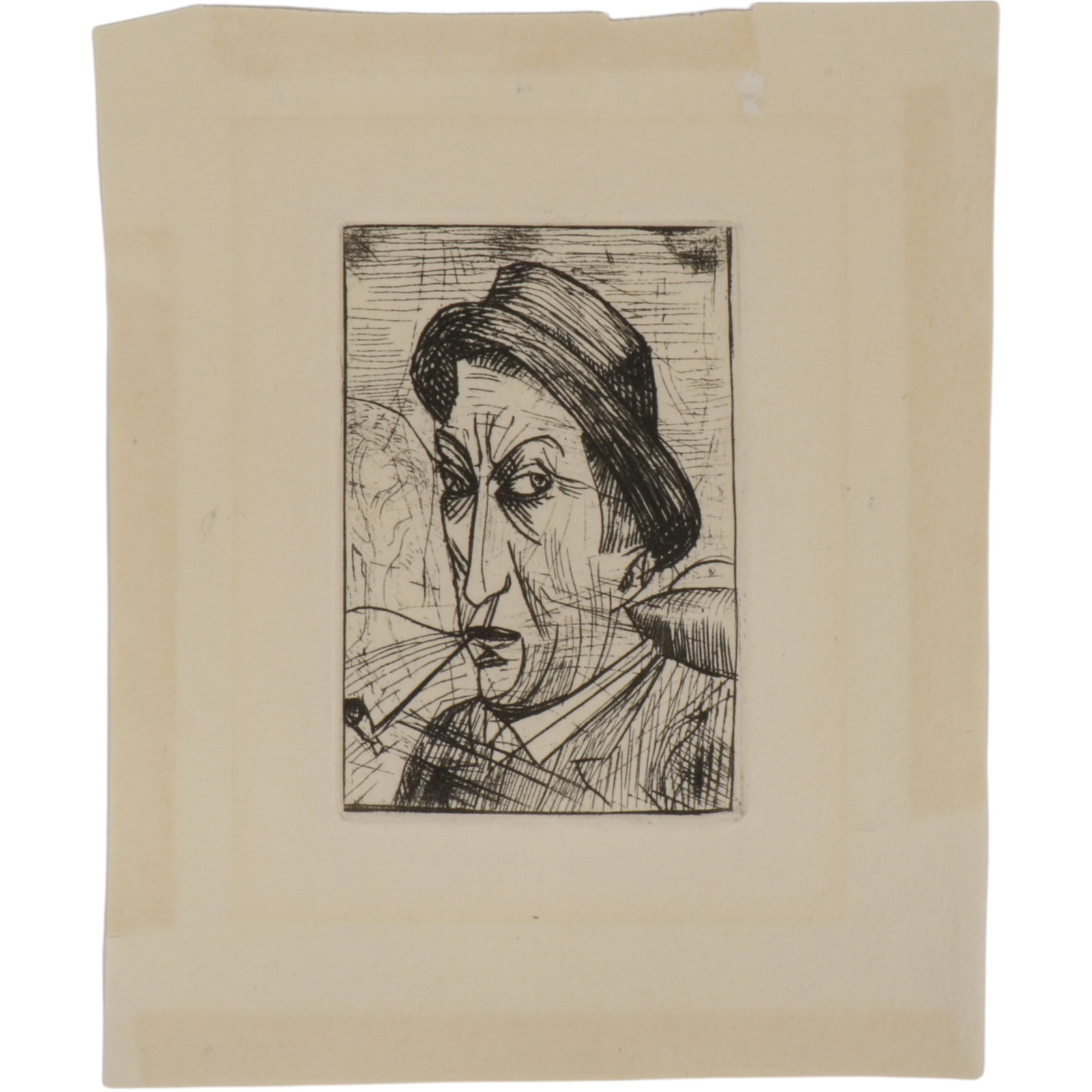 Andre Derain, French (1880?1954), Autoportrait de la Pipe, drypoint etching, 3 1/4"H x 2 1/4"W (1 of 10)