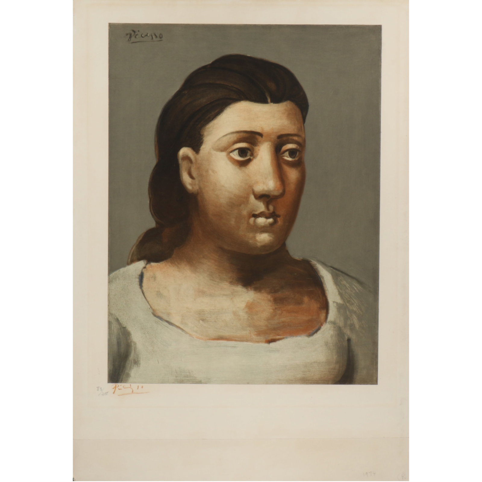Pablo Picasso, Spanish (1881-1973), after Femme un Boste (portrait of a lady), lithograph, 21 3/8"H (1 of 16)