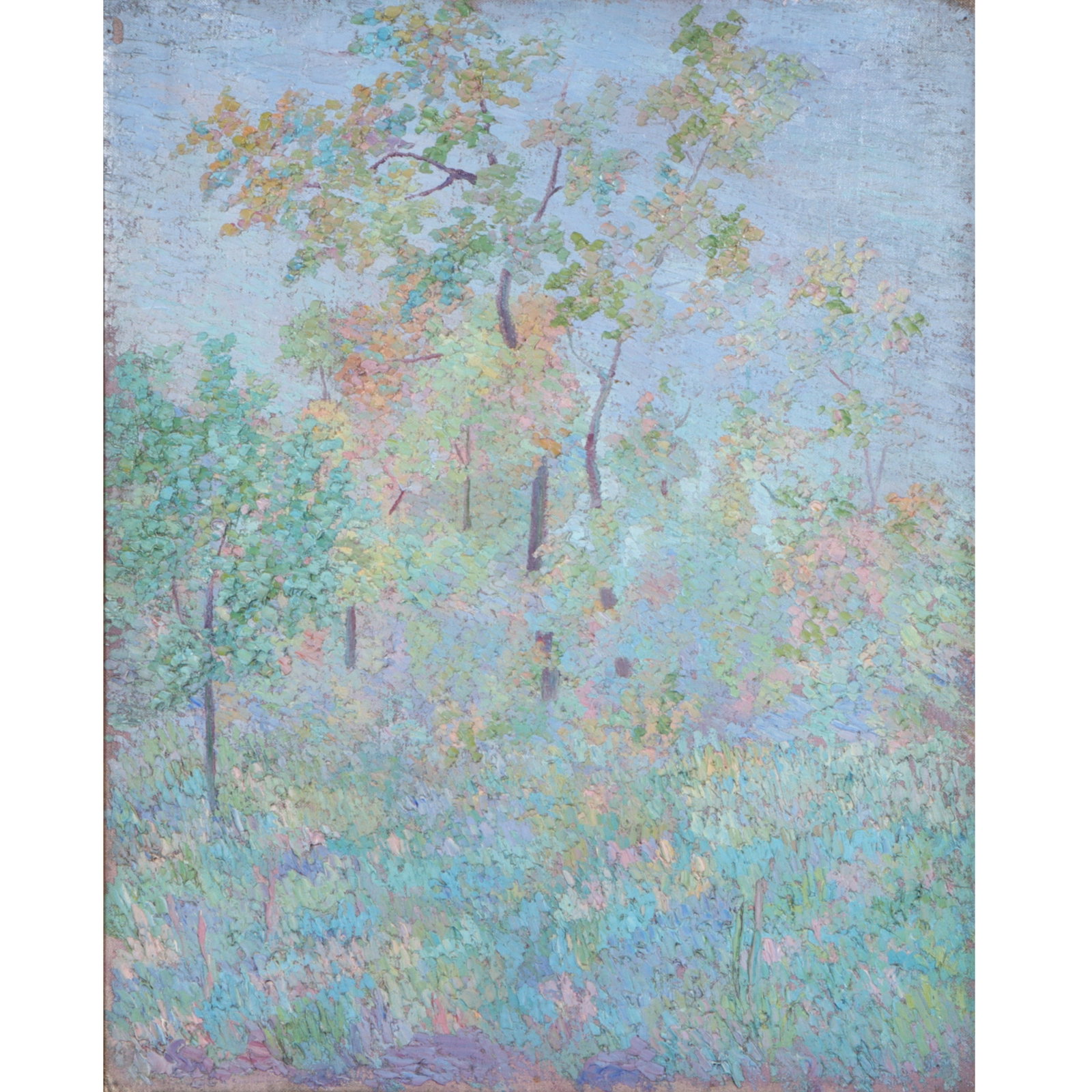 Ramon Shiva, Spanish (1893-1963), Impressionist summer landscape with trees, impasto oil on canvas,: Ramon Shiva Spanish (1893-1963) Impressionist summer landscape with trees impasto oil on canvas unsigned. Ramon Shiva was born in Spain and arrived in Chicago in 1913. After viewing the New York Armor