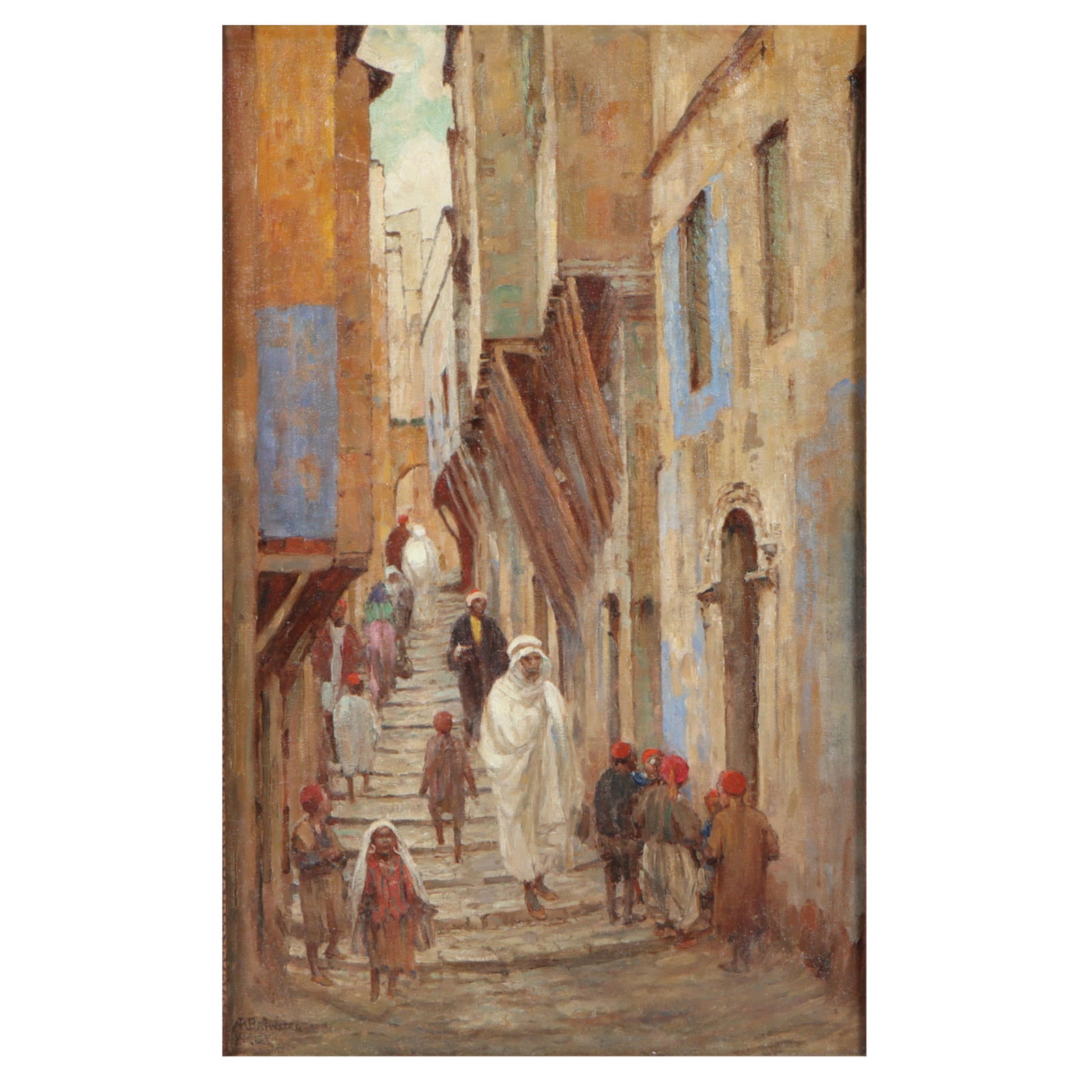 Anna Mary Richards Brewster, American (1870-1952), Tunisian Street, oil on canvas, 21 15/8" x 13 (1 of 12)