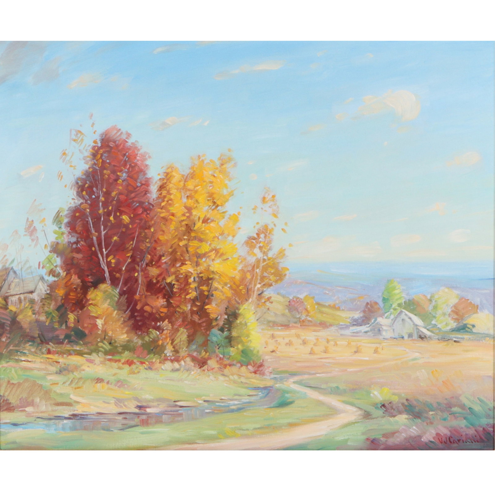 V.J. (Guiseppe Varaldo) Cariani, Indiana / Italy (1891-1969), autumn landscape, oil on canvas, 20 (1 of 8)