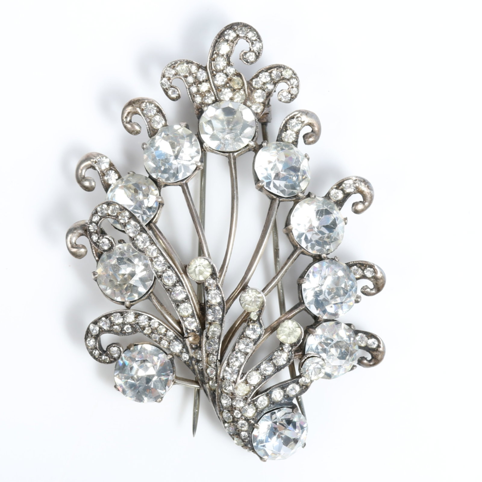 Eisenberg original sterling silver fur clip with diamante rhinestones 3 1/4"H x 2 1/2"W (1 of 14)