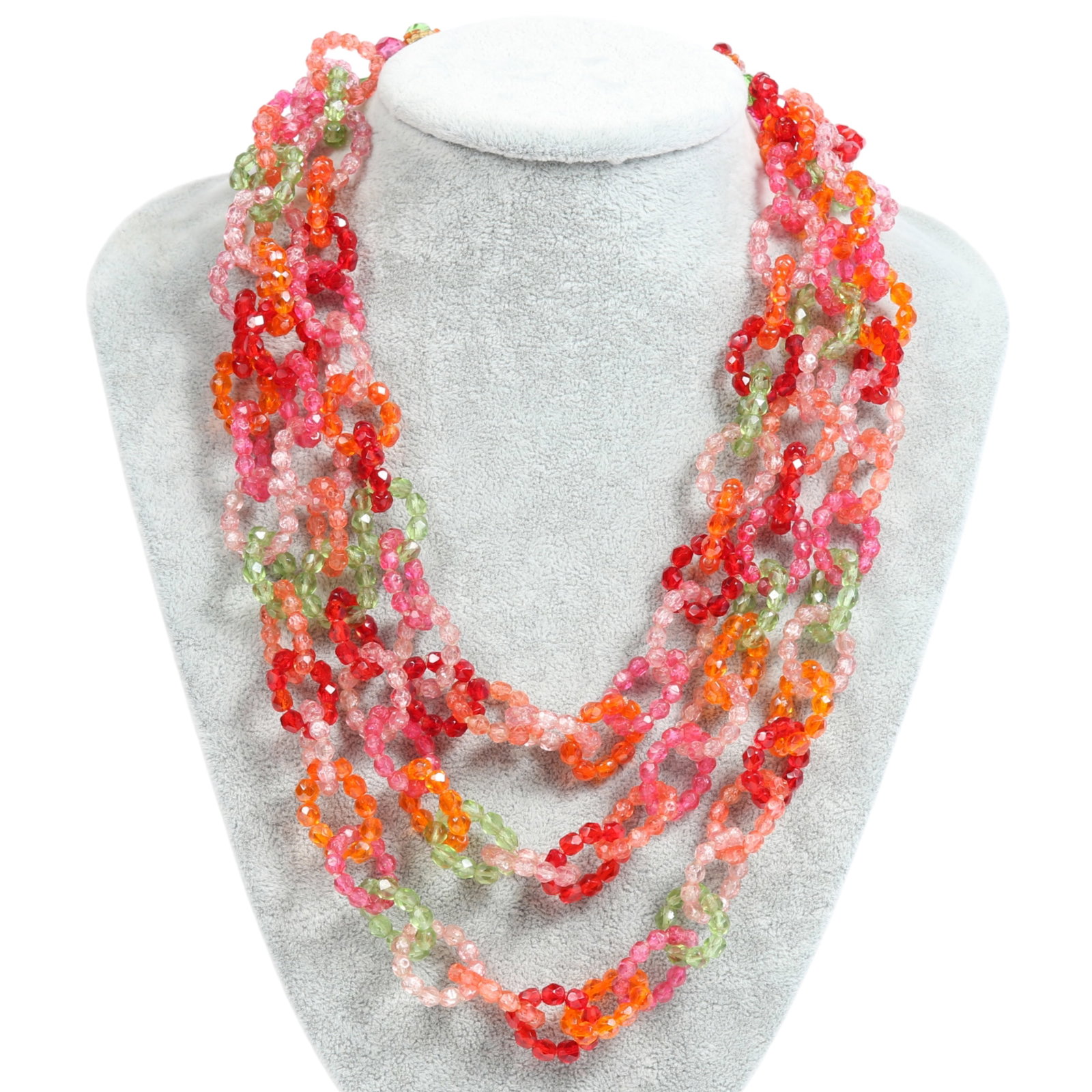 Coppola e Toppo Italian mid century brightly colored triple strand chain link necklace with faux: Coppola e Toppo Italian mid century brightly colored triple strand chain link necklace with faux crystal beads Provenance: From the private collection of Dr. Claudia Brodhead 18"L - 21"L, adjustable