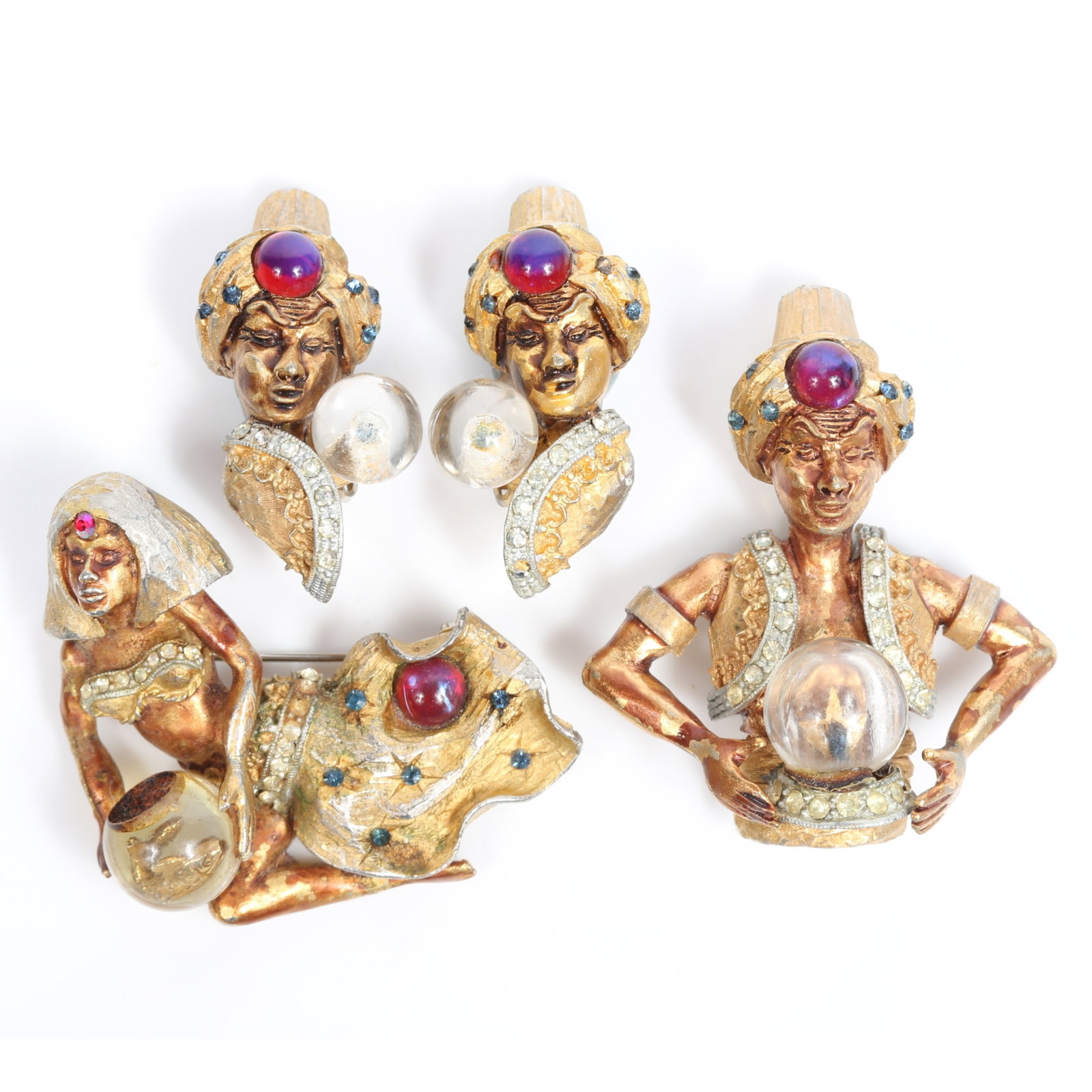 HAR brooches including lady fortune teller and "crystal" ball with fish, genie with turban, and (1 of 14)