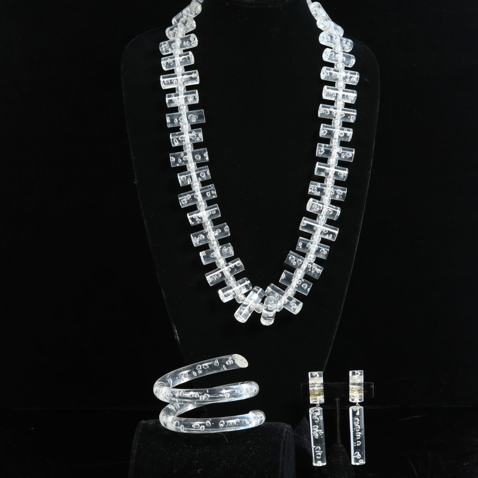 Judith Hendler Lucite acrylic 3pc "Champagne!" bubbles collection with clear acrylic design (1 of 11)
