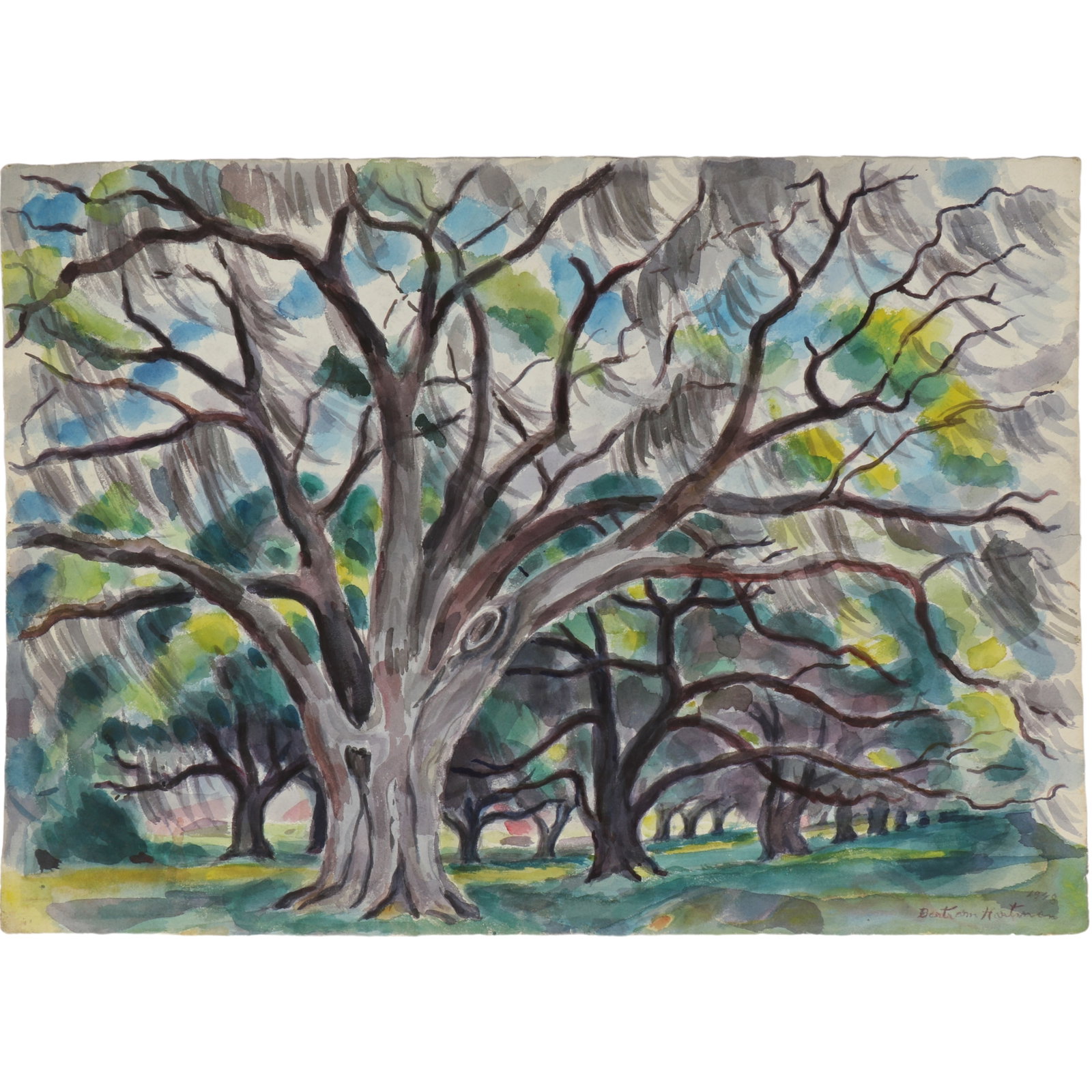 Bertram Hartman, American (1882-1960), landscape with trees, 1948, watercolor on paper, 21 7/8"H x (1 of 11)
