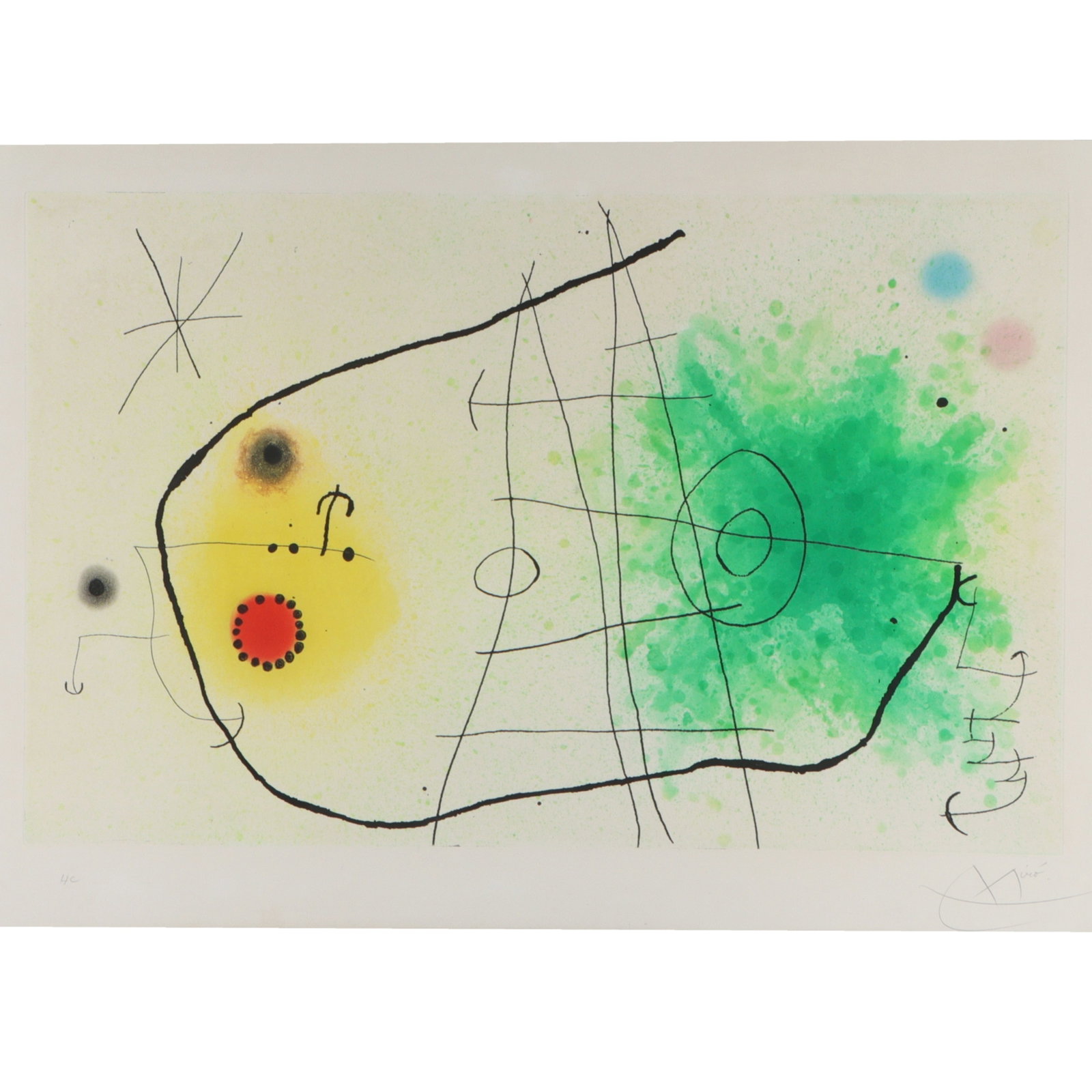 Joan Miro, Spanish (1893-1983), Partie de Campagne I, 1967, etching and aquatint, 29"H x: Joan Miro Spanish (1893-1983) Partie de Campagne I, 1967 etching and aquatint Pencil signed lower right, Hors de Commerce. Corners creased. Biography from the Archives of askART: Joan Miro was born in