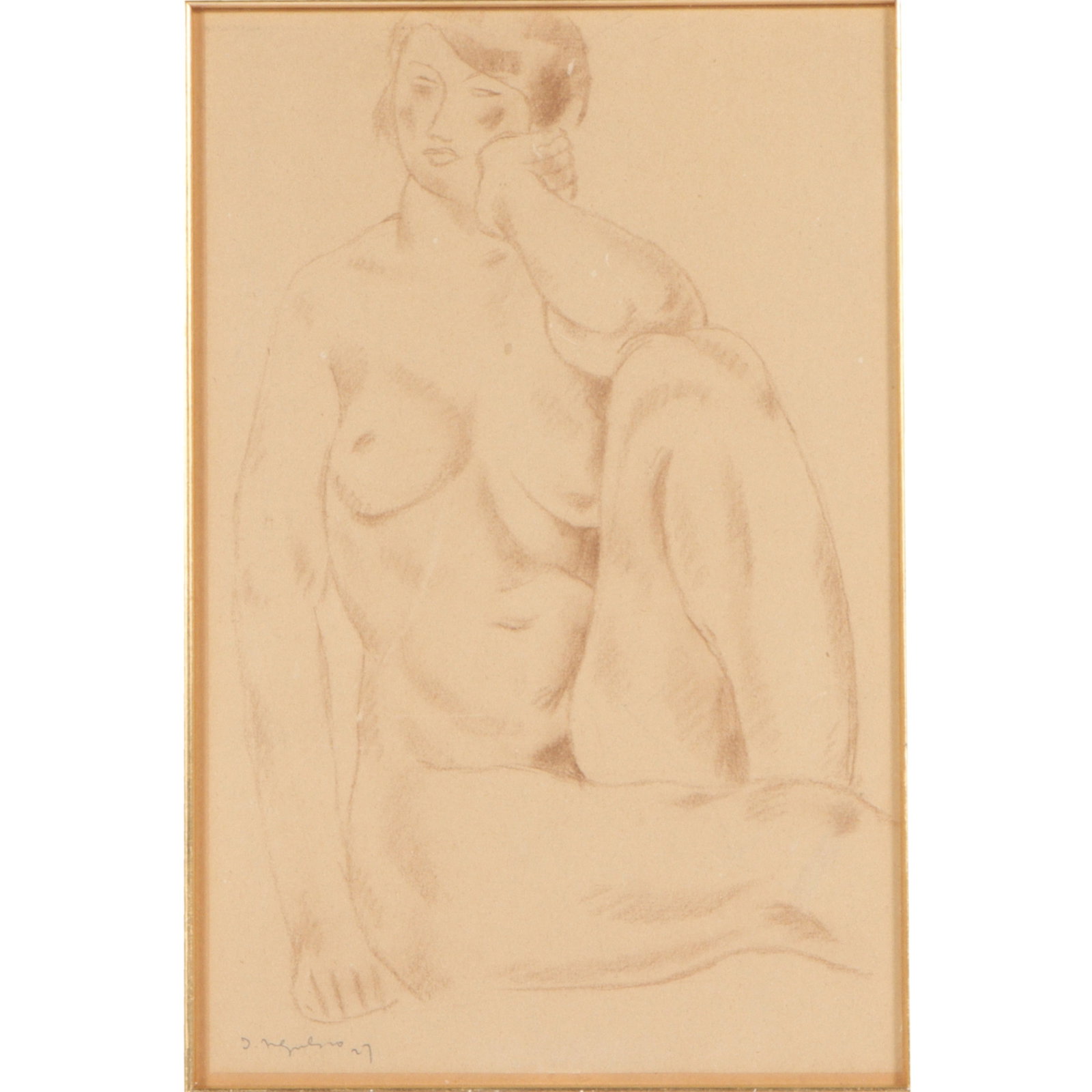 Jean Negulesco, Romanian-American (1900-1993), seated female nude, 1927, conte crayon on paper, 13: Jean Negulesco Romanian-American (1900-1993) seated female nude, 1927 conte crayon on paper signed and dated lower left. Biography from Crocker Art Museum Store: Painter. Born in Craiova, Romania on F