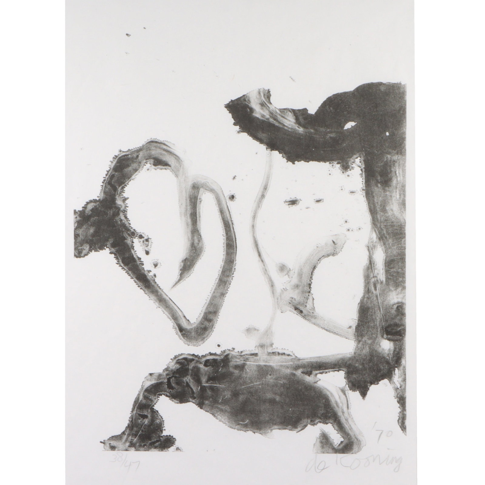 Willem de Kooning, Dutch (1904-1997), Valentine, 1970, lithograph, 36"H x 25"W(sight), 45 3/4"H x 34: Willem de Kooning Dutch (1904-1997) Valentine, 1970 lithograph Pencil signed and dated lower right, numbered 38/47. Catalogue raisonn?: Graham 16. Biography from the Archives of askART: Willem de