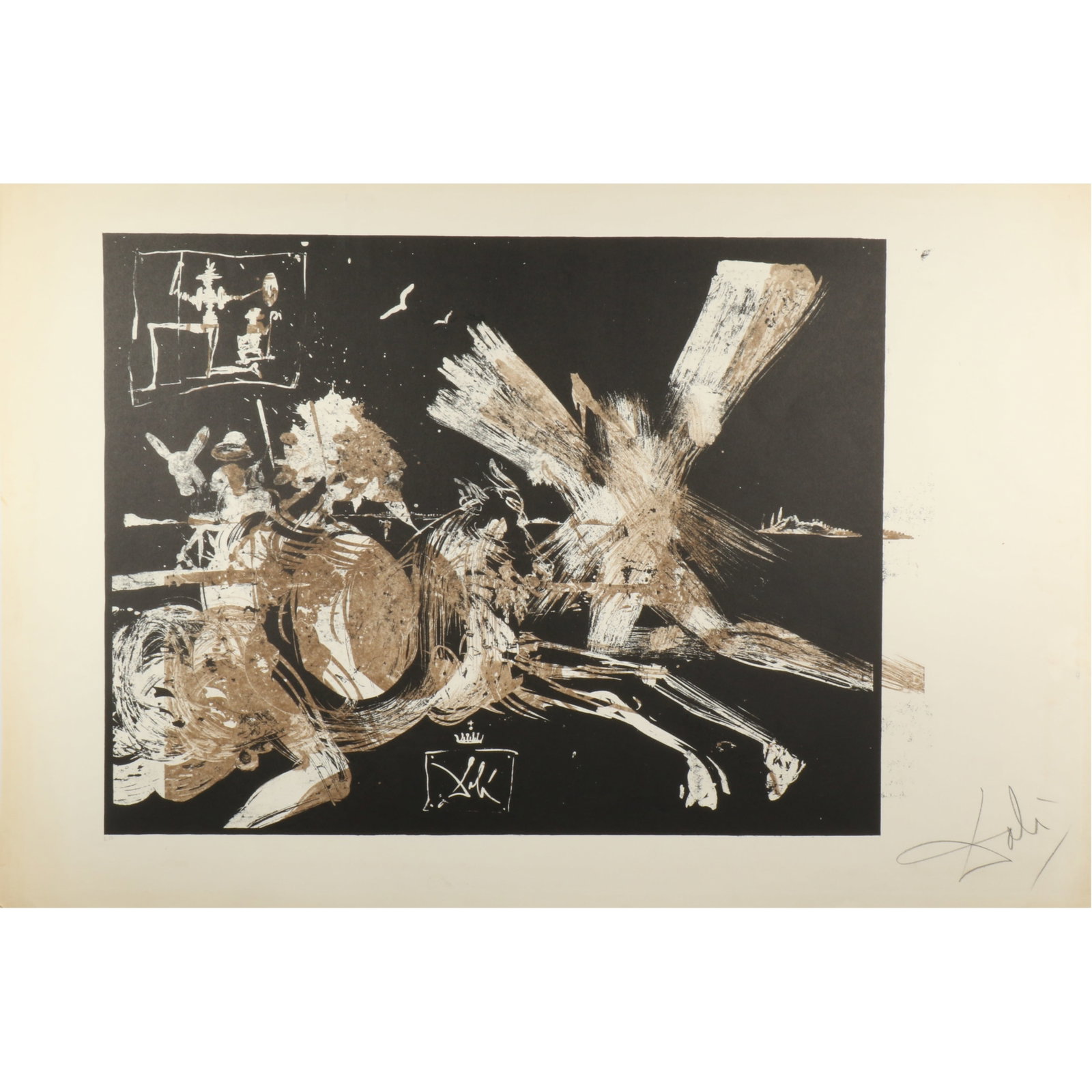 Salvador Dali, Spanish (1904-1989), Face in the Windmill, color lithograph: Salvador Dali Spanish (1904-1989) Face in the Windmill color lithograph Pencil signed lower right, E.A. lower left, artist proof. Biography from RoGallery: Salvador Dali was born in May 11, 1904 in
