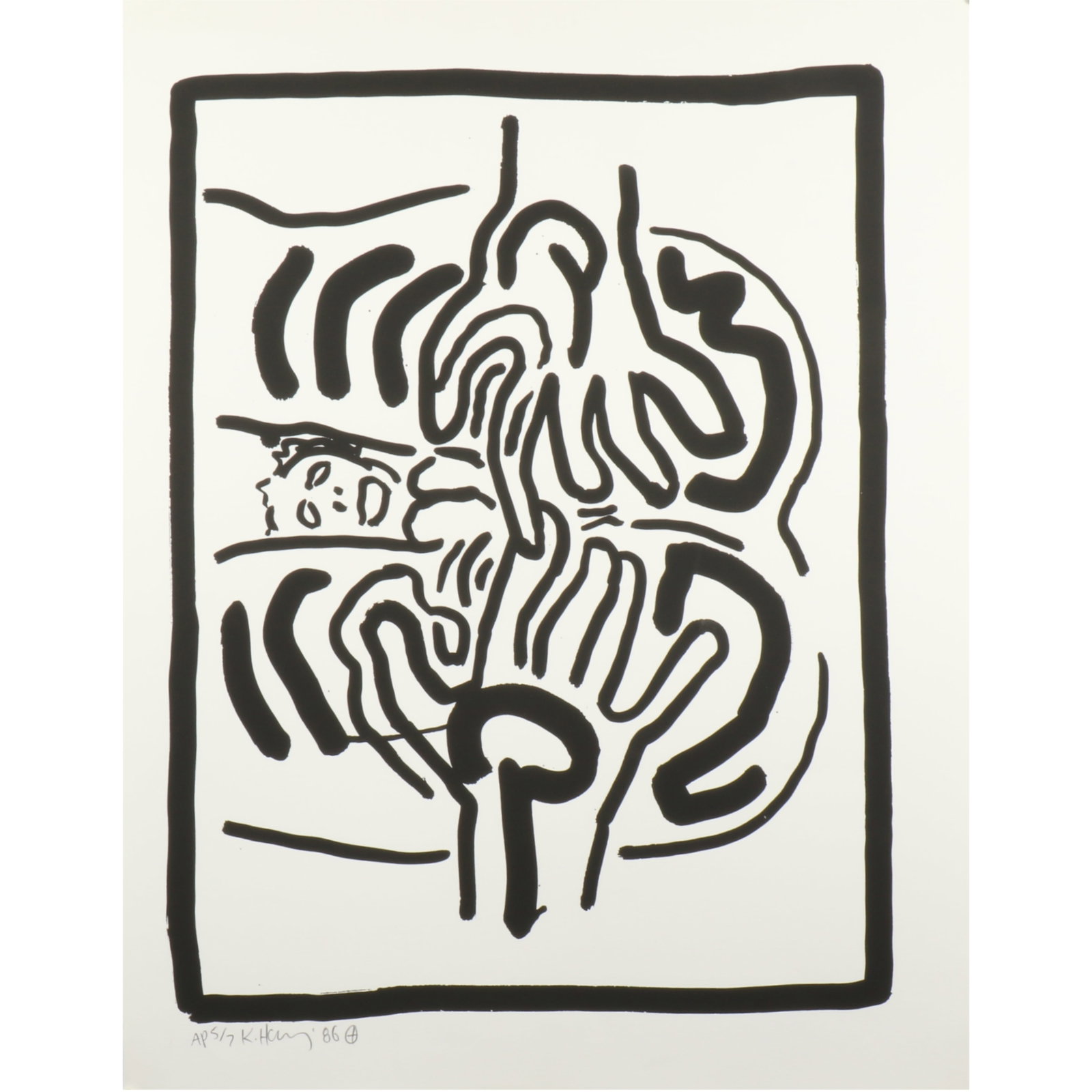 Keith Haring, American (1958-1990), Untitled, from the Bad Boys portfolio, 1986, screenprint on BFK (1 of 16)