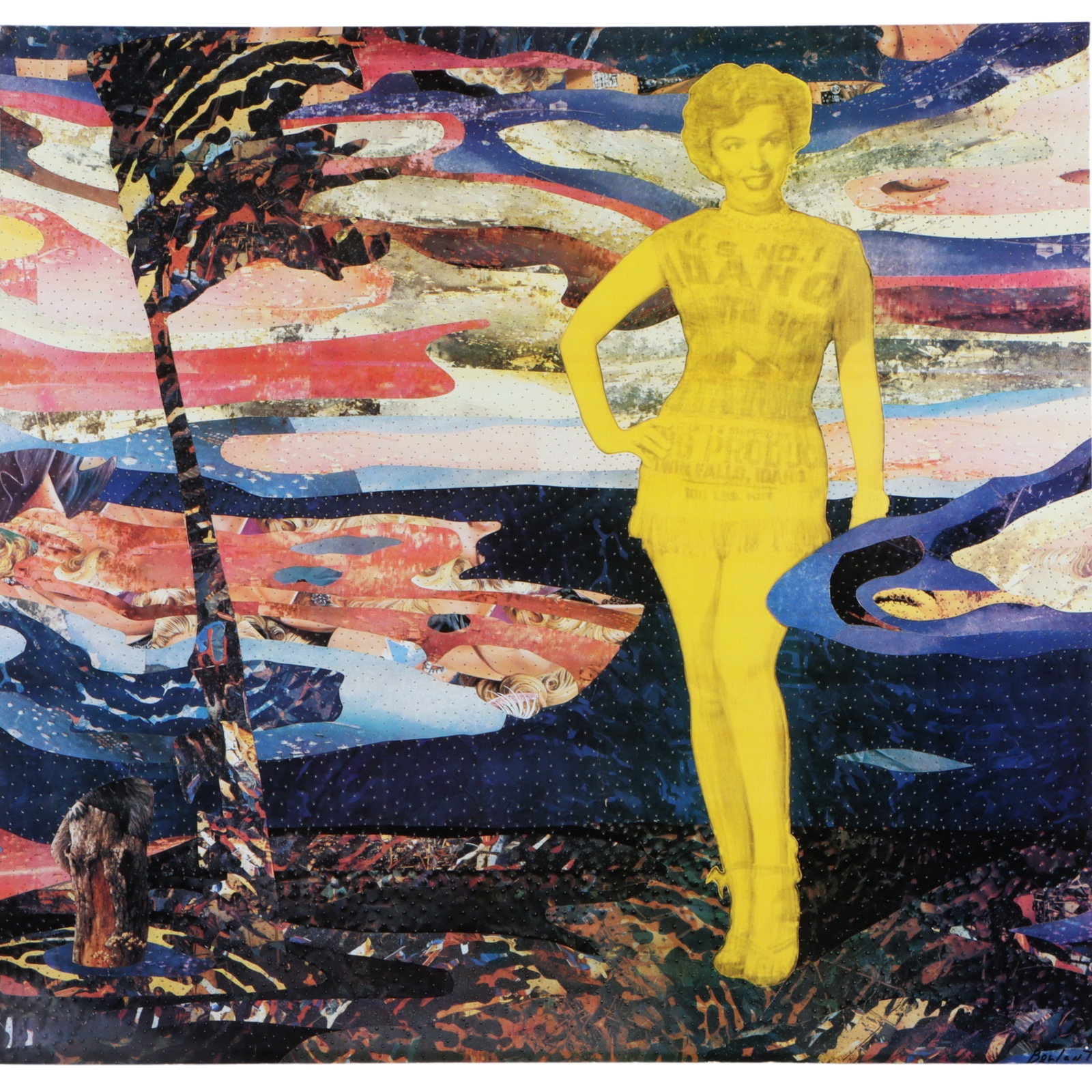 Tony Berlant, American (1941-1998), Venus, (Marilyn Monroe in potato sack) 2001, color lithograph on: Tony Berlant American (1941-1998) Venus, (Marilyn Monroe in potato sack) 2001 color lithograph on metal Ink signed lower right, numbered 118/1000. Artist label verso. Made in Celebration of the 20th A