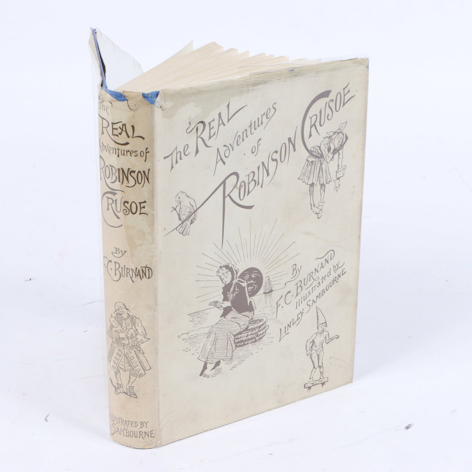A vintage hardcover copy of The Real Adventures of Robinson Crusoe by F.C. Burnand, illustrated by (1 of 7)