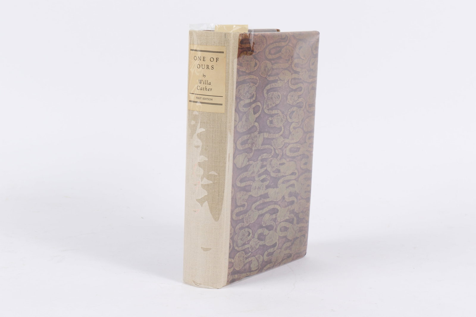 One of Ours, Willa Cather, SIGNED first edition, Alfred A. Knopf, NY, 1922 1 7/8"H x 9 3/8"D x 6: One of Ours, Willa Cather, SIGNED first edition, Alfred A. Knopf, NY, 1922 Numbered 213/345. Near fine condition with acetate cover. New cloth spine, spine label original. No writing, marks, or bookpl