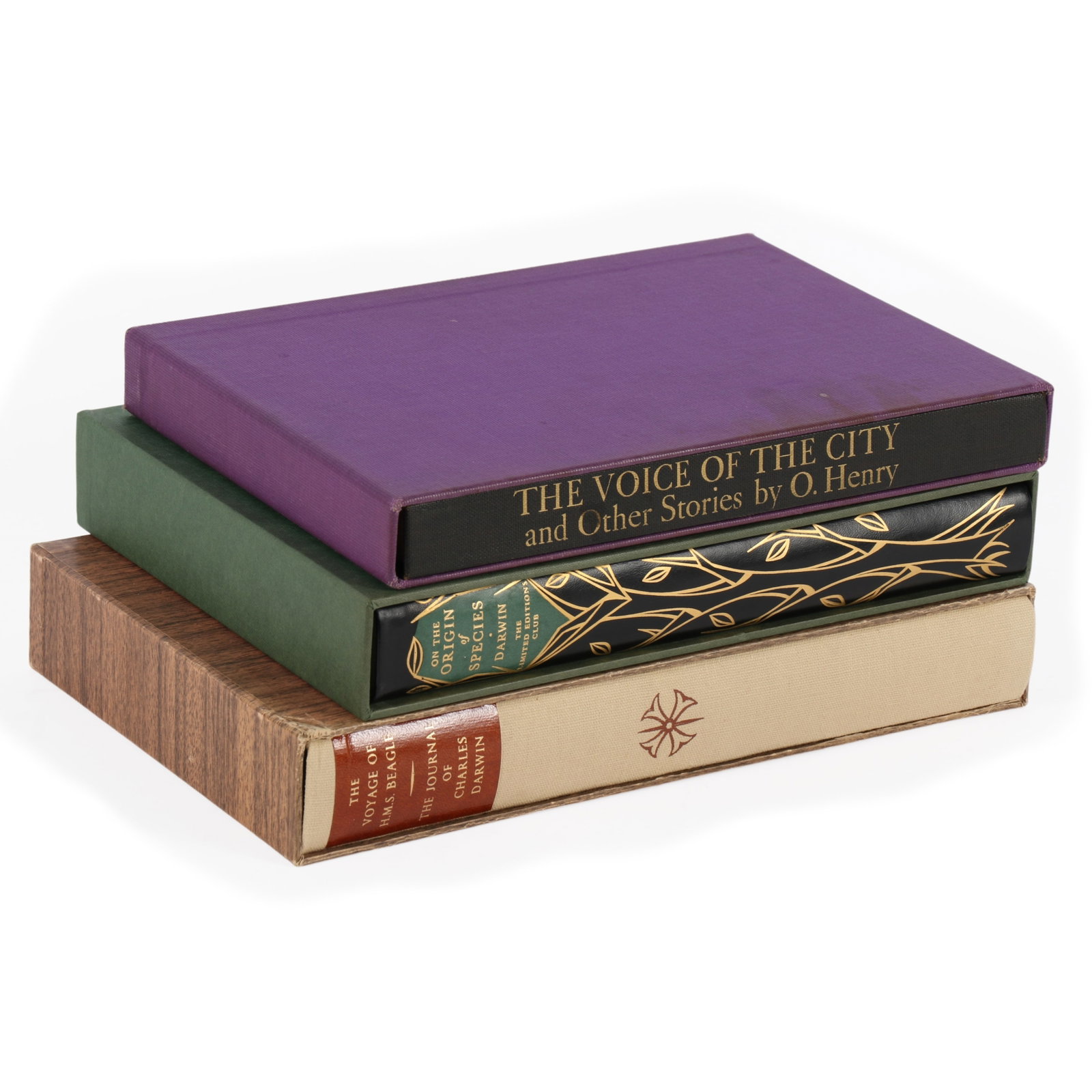 Three Limited Editions Club LEC books: The Voyage of H.M.S. Beagle: The Journal of Charles Darwin,: Three Limited Editions Club LEC books: The Voyage of H.M.S. Beagle: The Journal of Charles Darwin, engravings by Robert Gibbings, SIGNED; The Voice of the City and Other Stories, O. Henry, illustrated