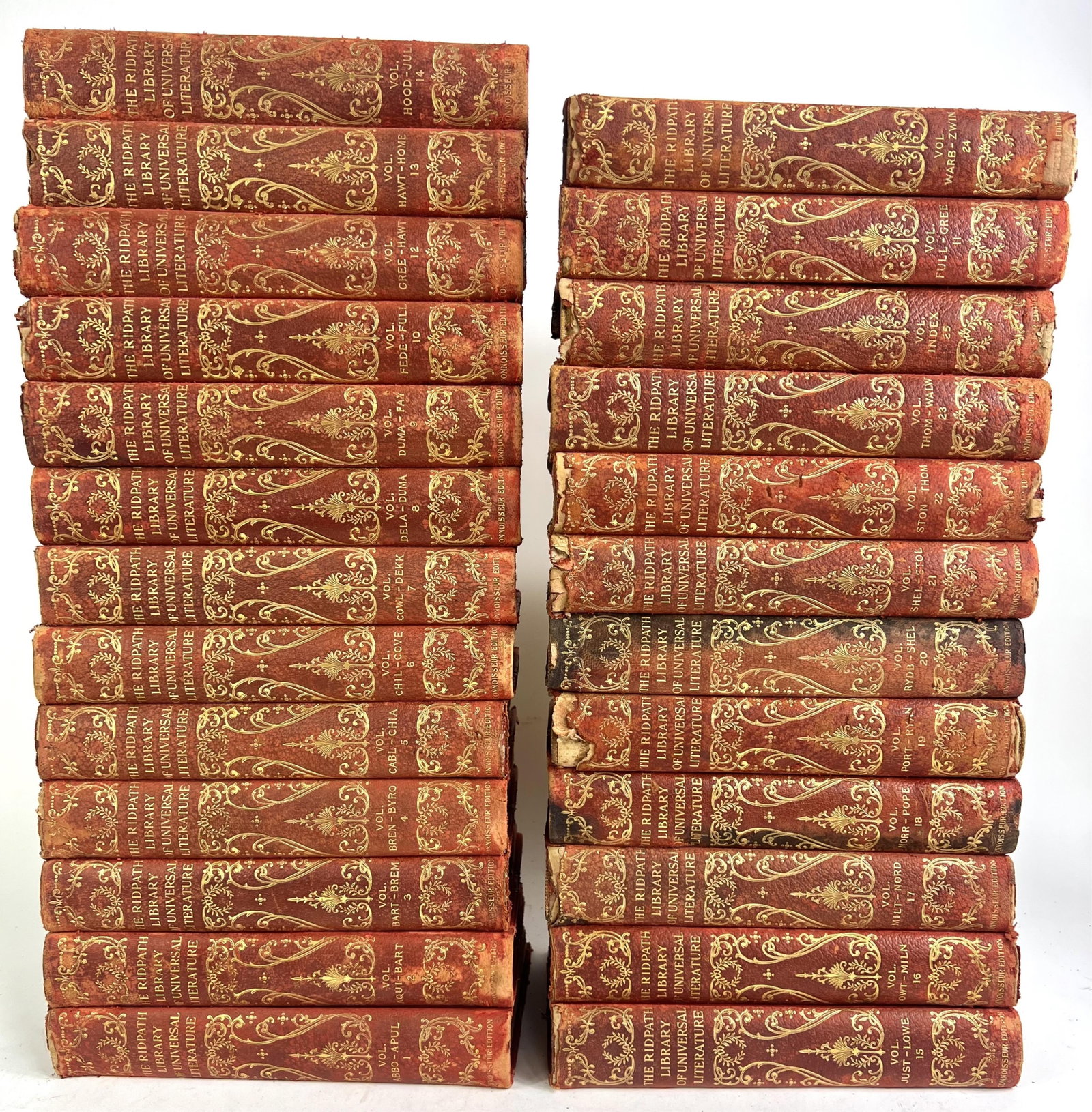 Full 25 volume set of Ridpath Library of Universal Literature red leather with gold print. (1 of 7)
