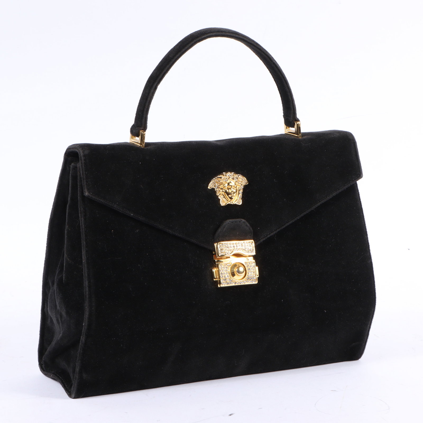 Gianni Versace Couture Medusa black velvet handbag shoulder bag 10"H x 12"W x 3 1/2"D(body), 4 (1 of 17)
