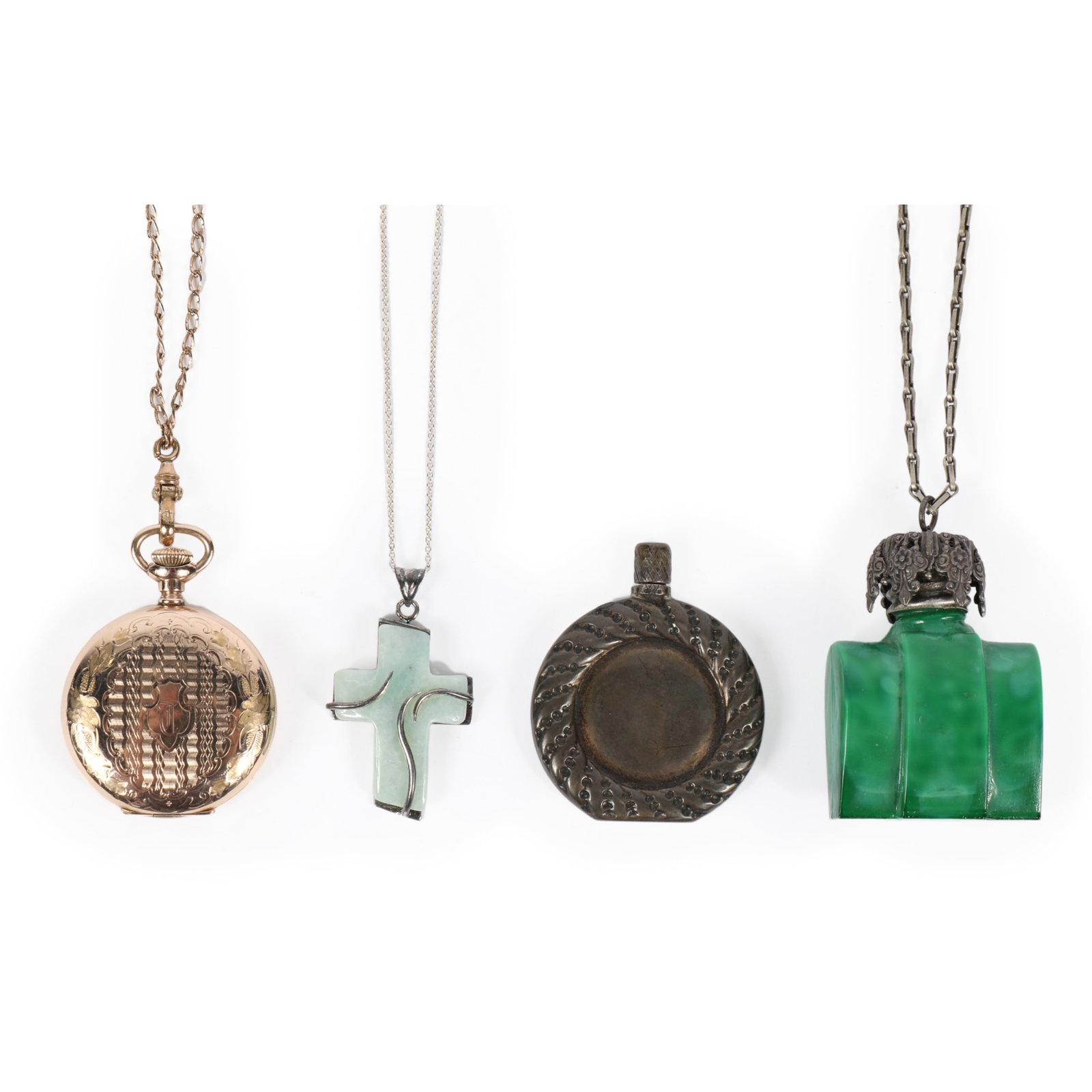 Collection of pendant necklaces 1 3/4"H x 3/4"D x 1 1/4"W (green bottle necklace measured) (1 of 12)