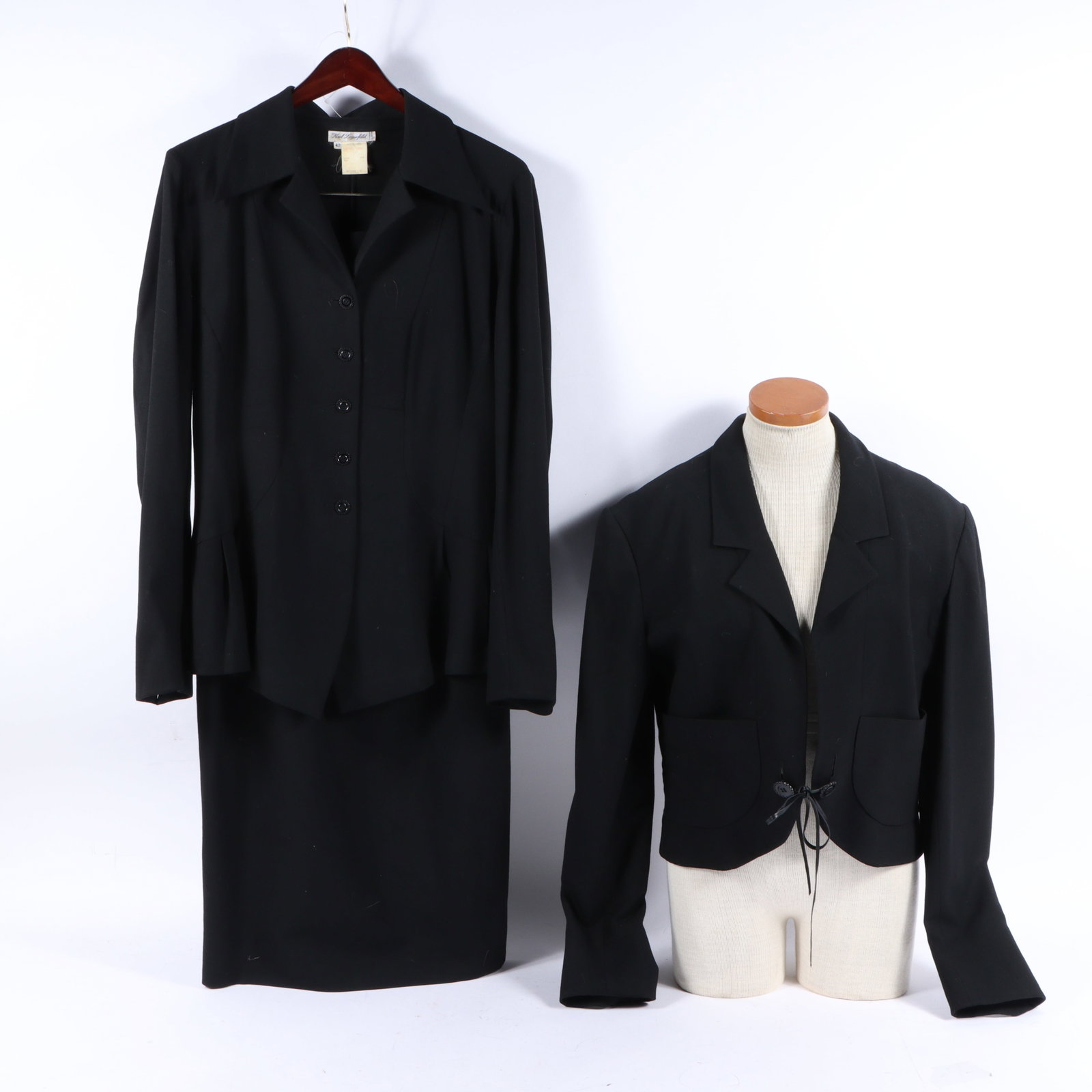 3 piece collection of Karl Lagerfeld suit set and light wool cropped blazer jacket 20"Pit to pit, (1 of 20)