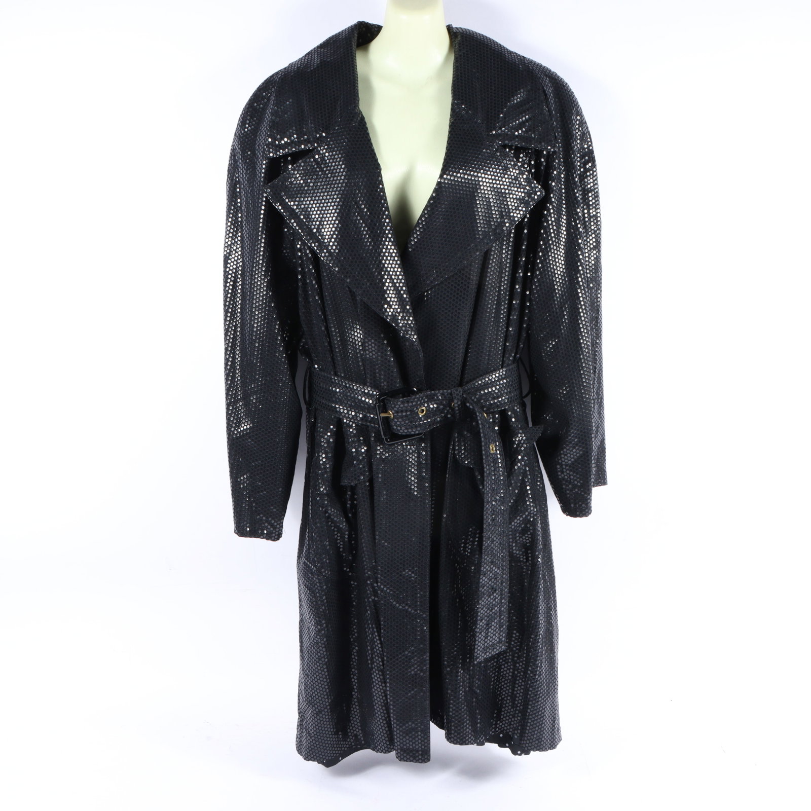 Escada sequin double breasted style trench coat 25"Pit to pit, 43"Collar to bottom hem; size 38 (1 of 11)