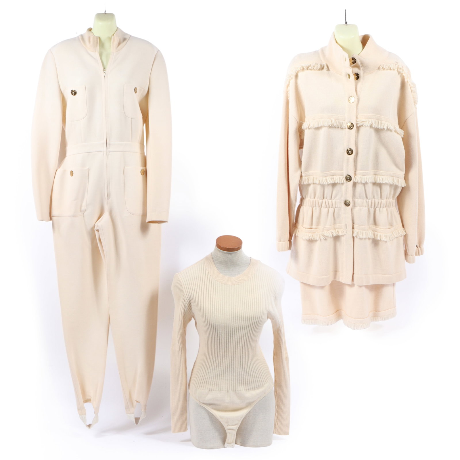 Collection of 3 Escada by Margaretha Ley winter white / cream clothing pieces including a fringed (1 of 20)
