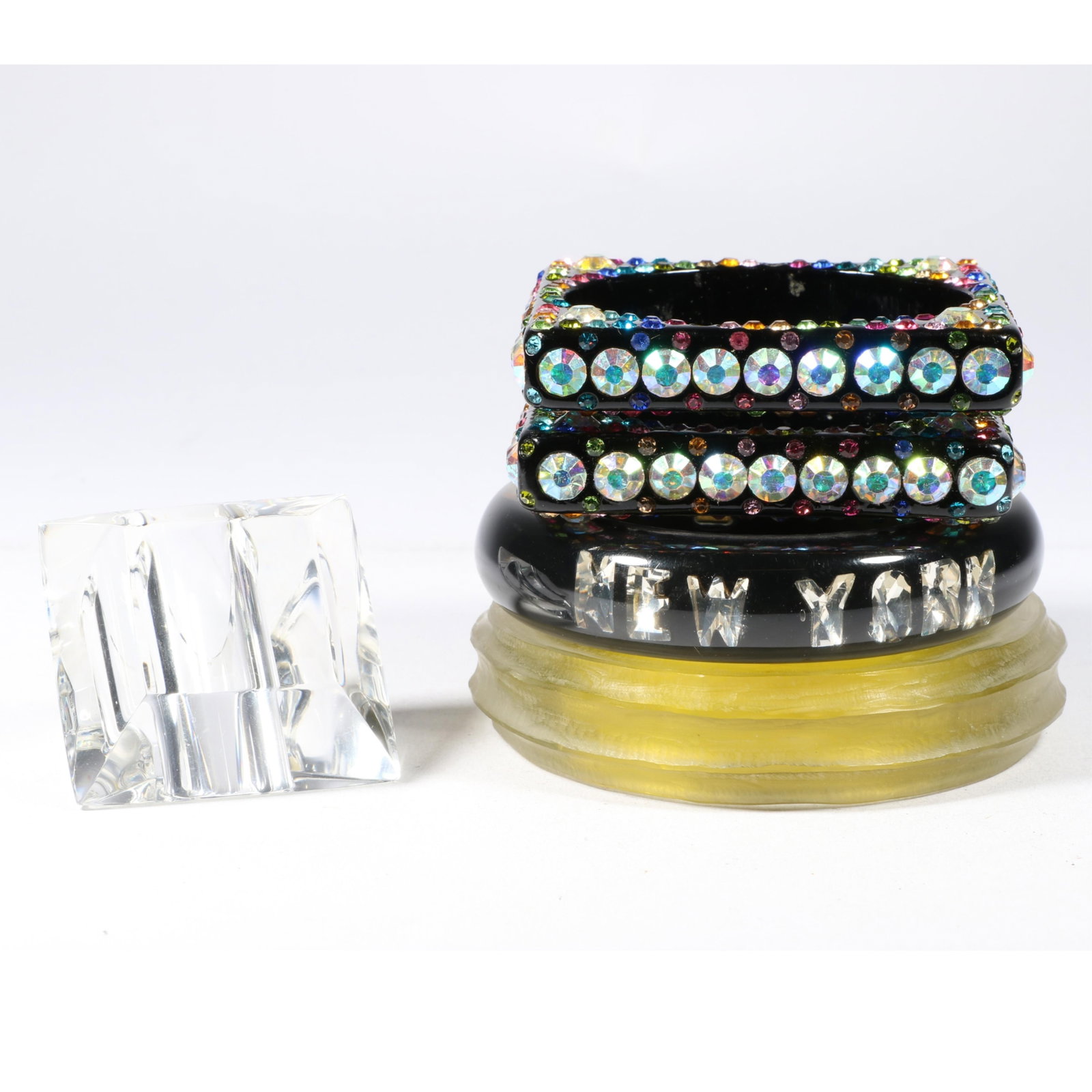 Alexis Bittar, Rafia Bossa of Paris, and more 4pc colorful bracelet and ring group 3/4"W x 2 (1 of 15)
