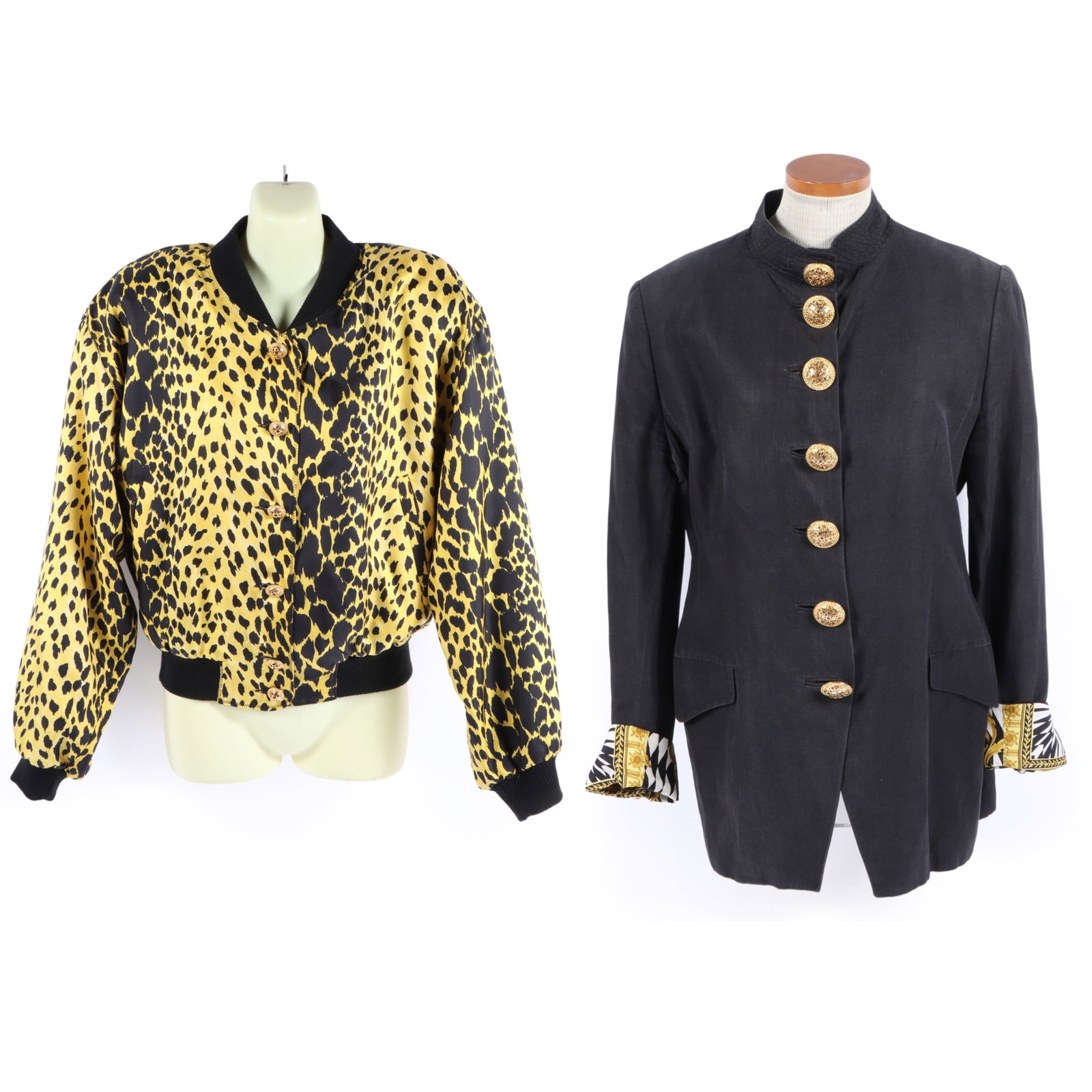 Begedor Italia leopard print silk bomber jacket coat & button up jacket 23"Pit to pit, 18"Collar to (1 of 17)
