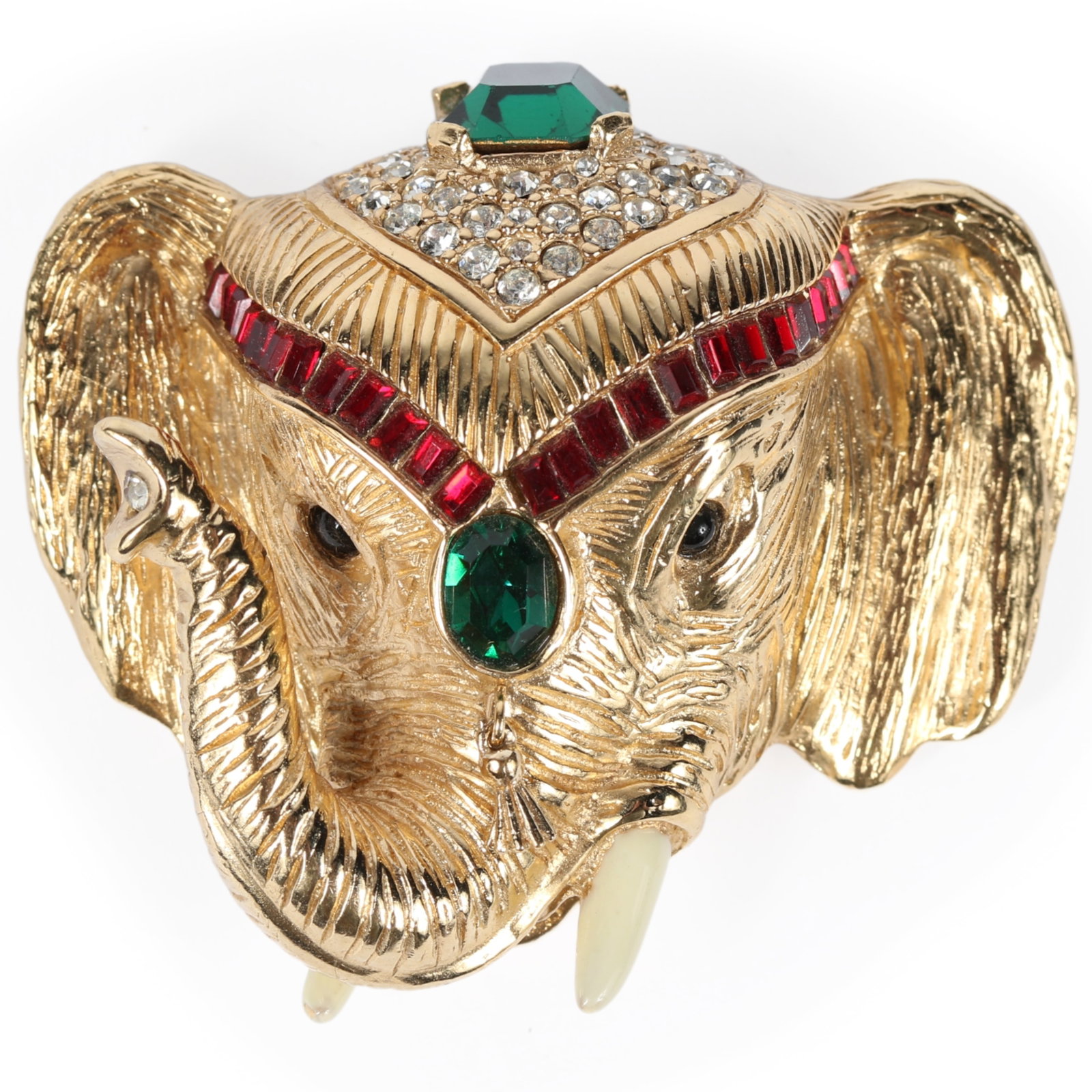 Ciner Retro figural Elephant Head Brooch, Jewels By Ciner, 1960s 1"D x 2 1/8"H x 2 1/4"W (1 of 13)