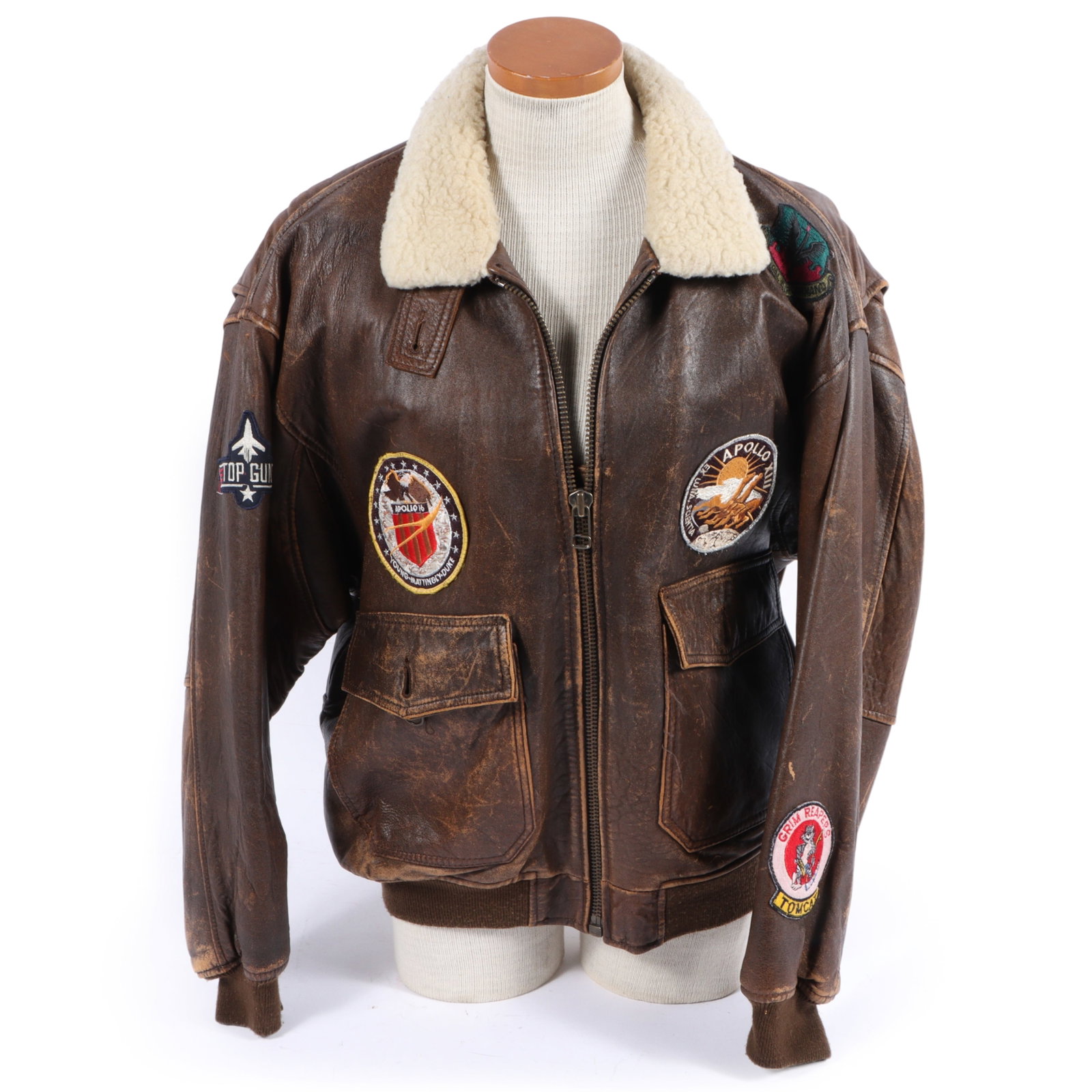 1987 Hero Industries "Old Leather Flight Jacket" Top Gun brown leather bomber aviator jacket (1 of 15)