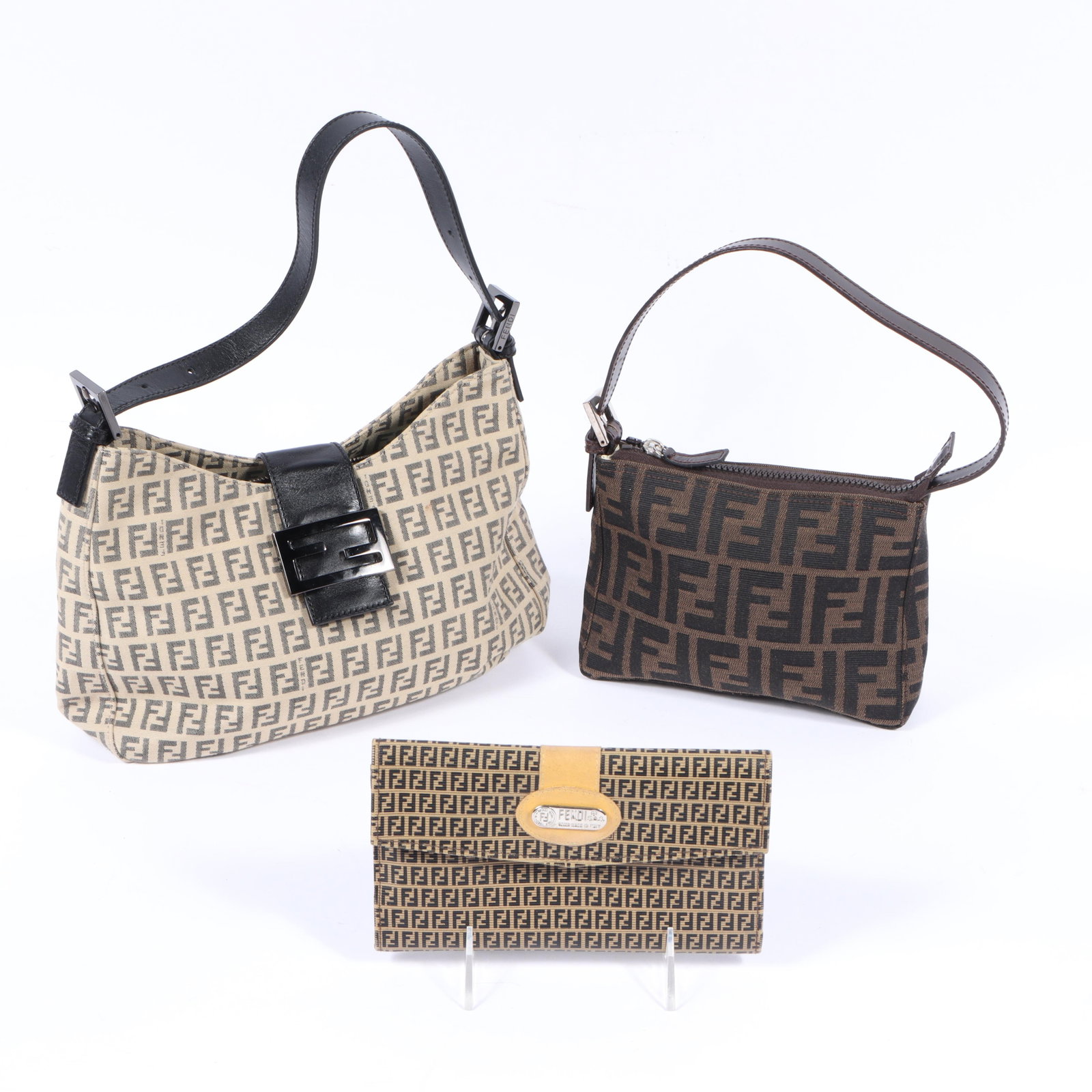 Three Fendi bags including a canvas Zucca Print Mini Handbag Pouch, Fendi Borso Zucchino Pattern (1 of 18)
