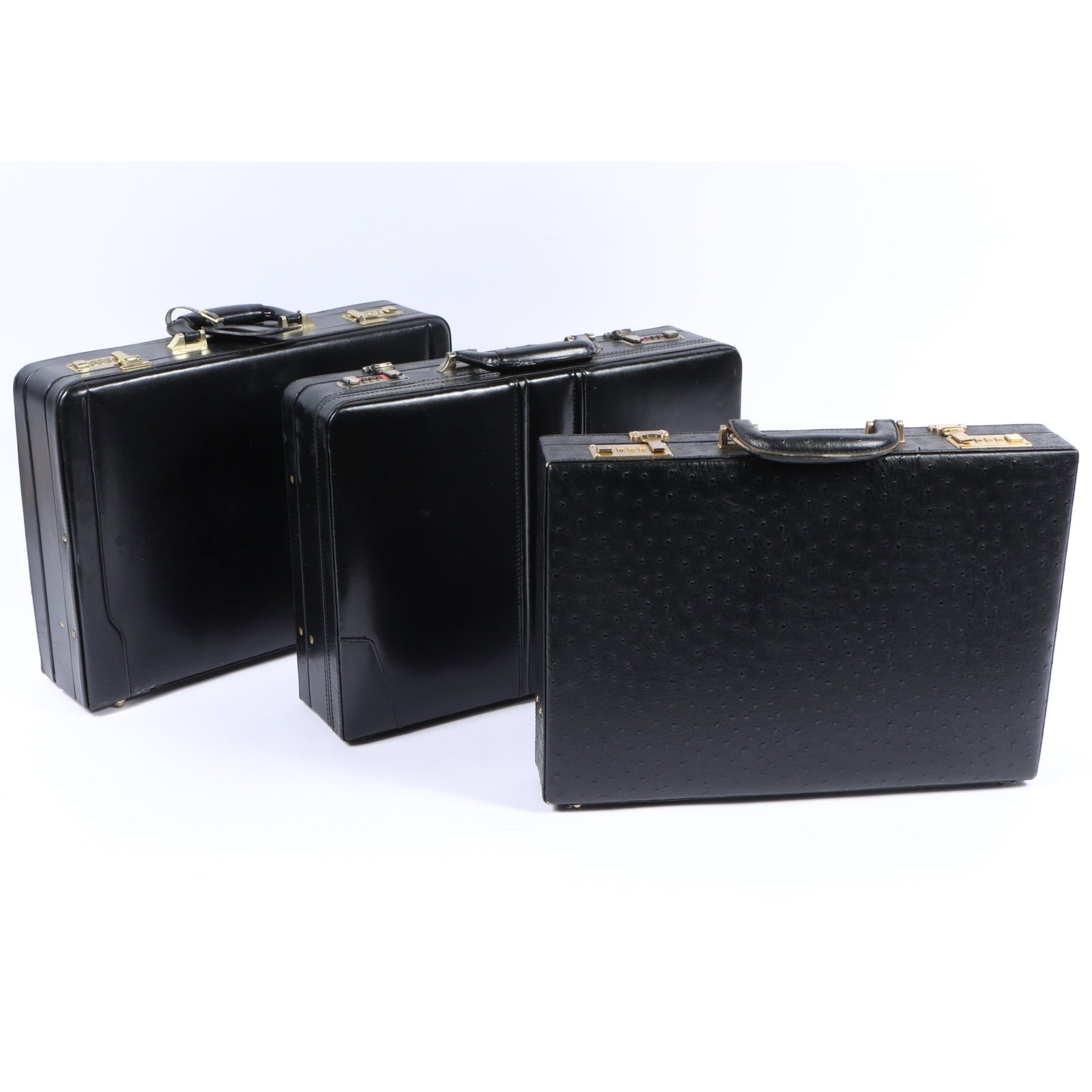 Three black leather briefcases 13 1/2"H x 18"W x 4 1/4"D - one briefcase measured (1 of 17)