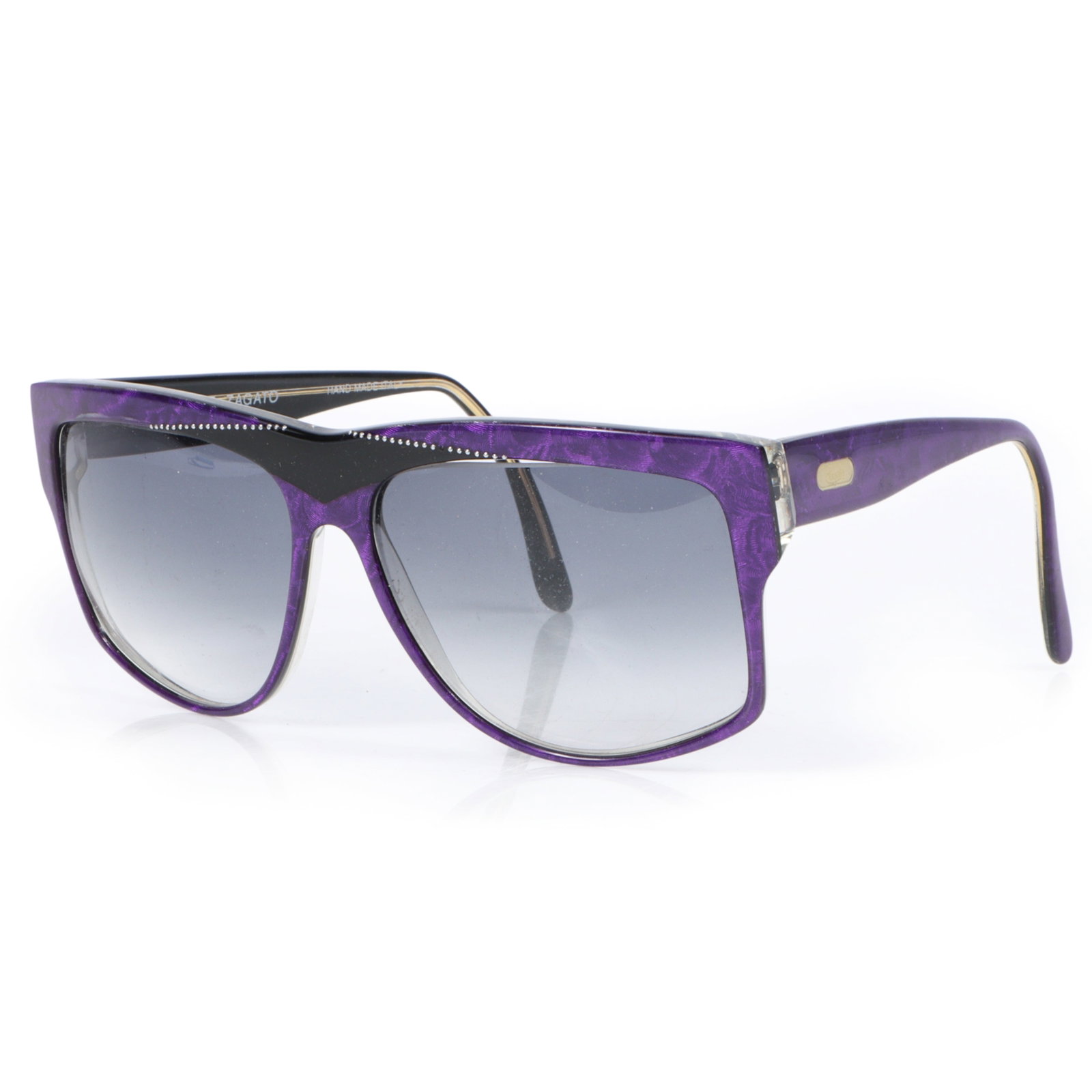 Zagato oversized purple marbled sunglasses with rhinestones 6"W (1 of 11)
