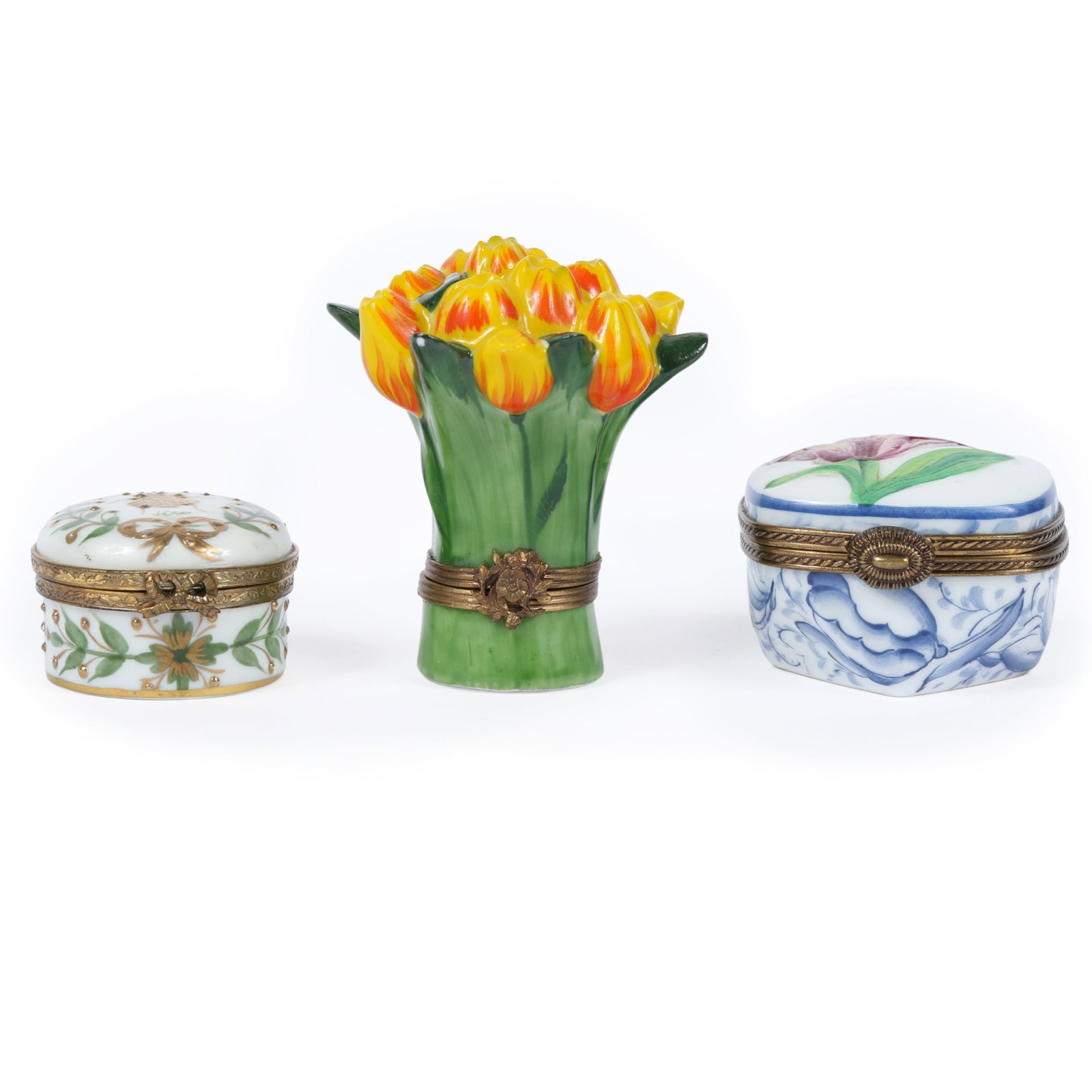Three hand-painted French Limoges trinket boxes (1 of 10)