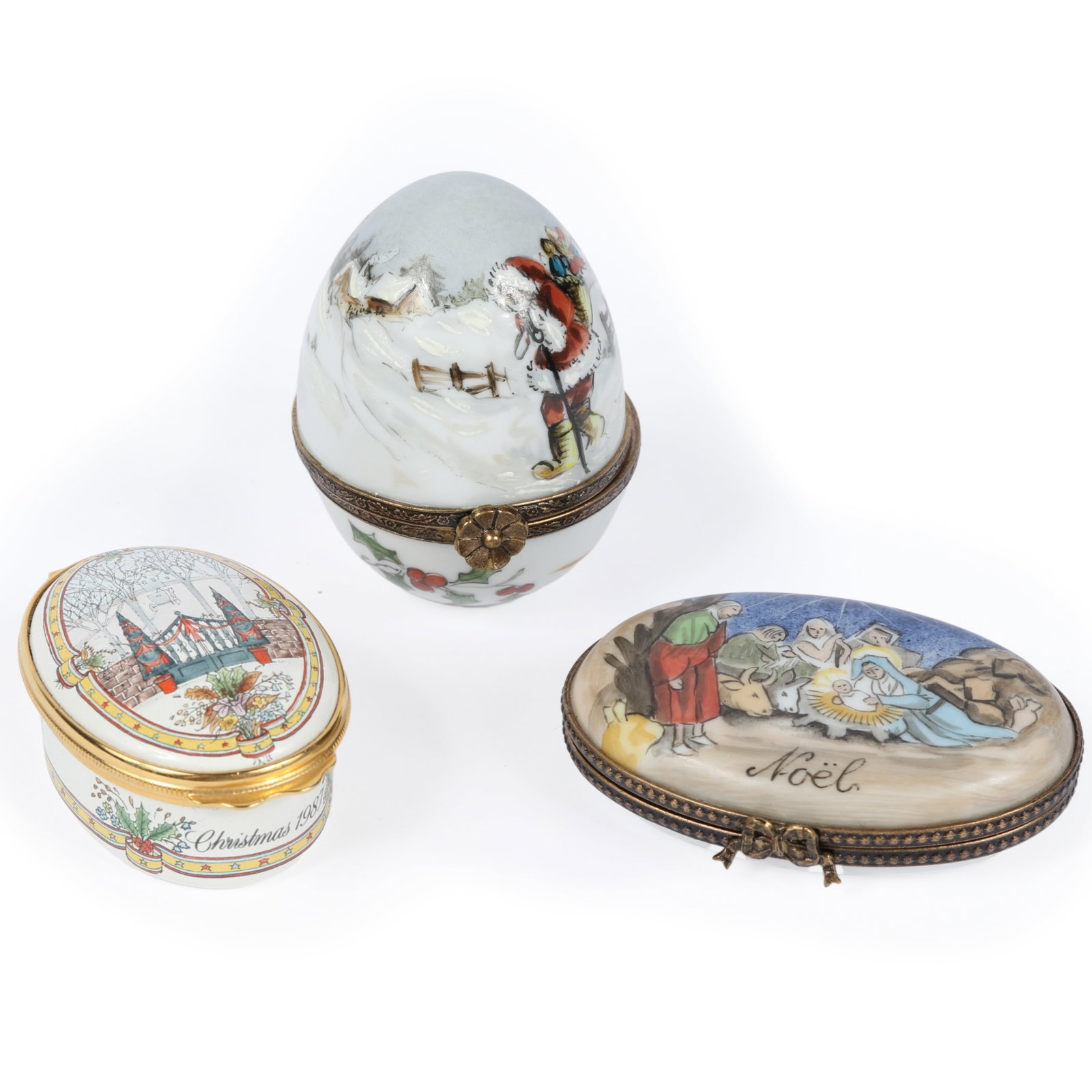 A Collection of Christmas Themed Limoges Porcelain and Ltd. ed. Gucci enamel Trinket or Pill Boxes 2 (1 of 9)