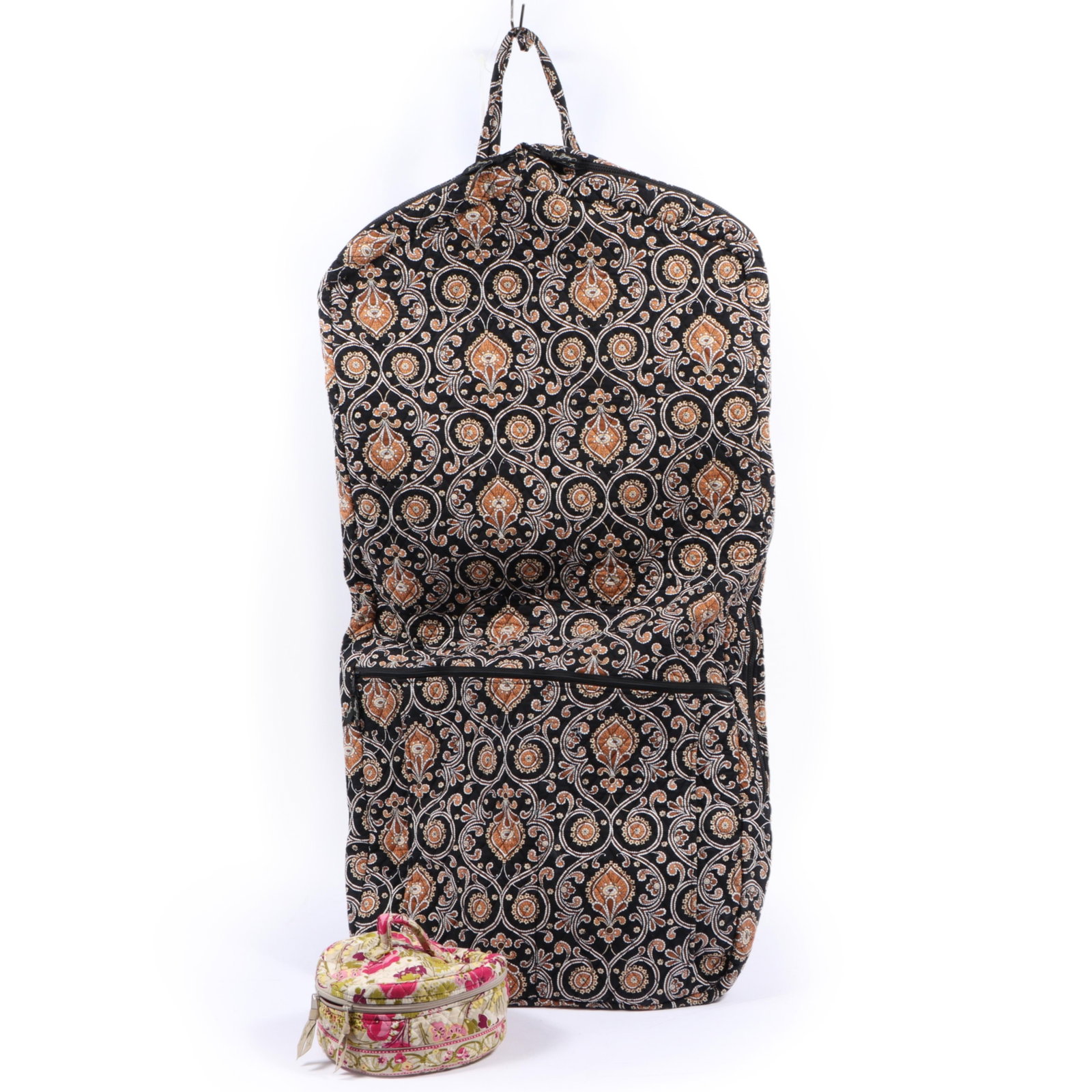 Vera Bradley "Caffe Latte" paisley garment bag and "Make Me Blush" floral cosmetic bag 55"H x 25"W (1 of 17)